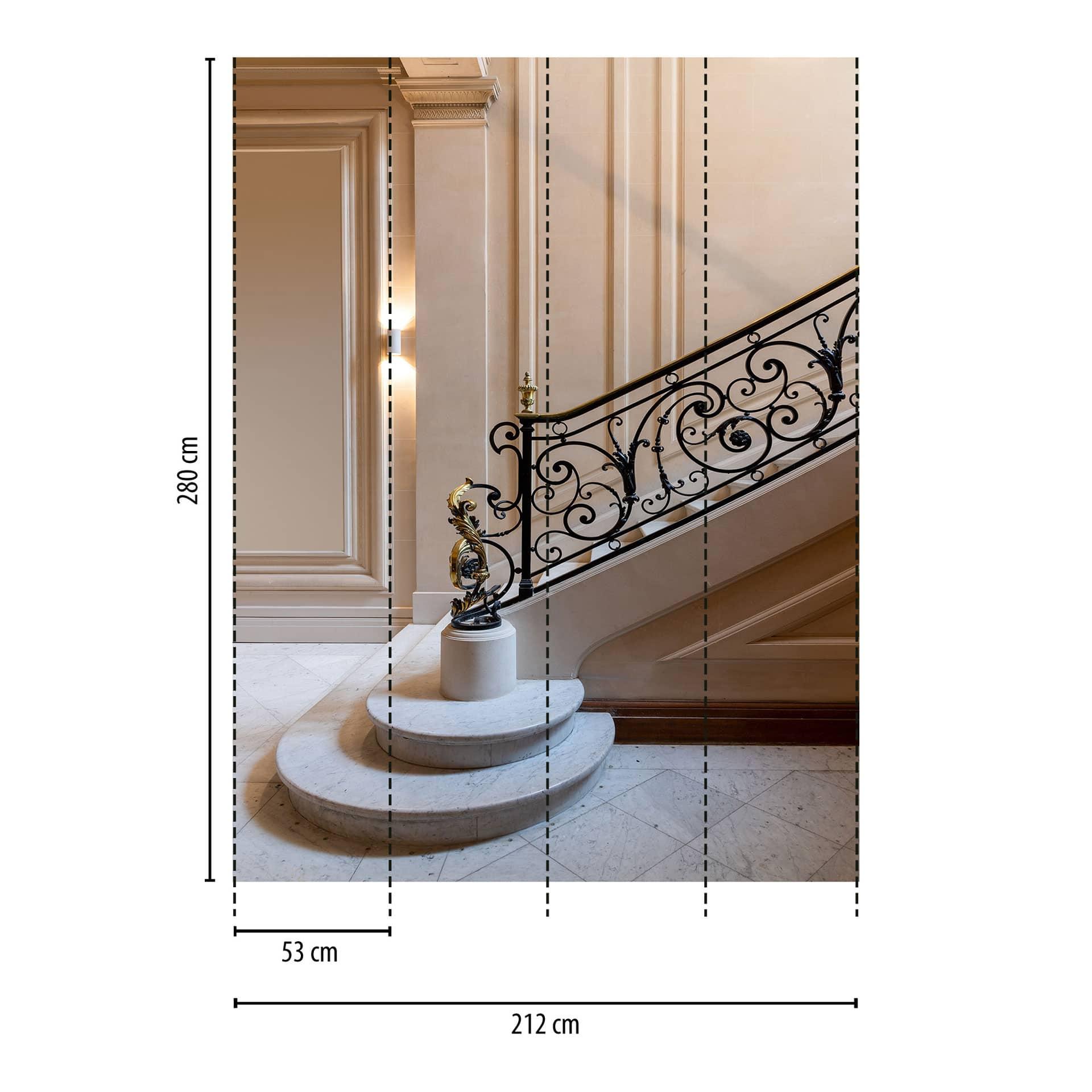Trapbehang beige zwart - elegant 3D-behang - klassiek Vliesbehang