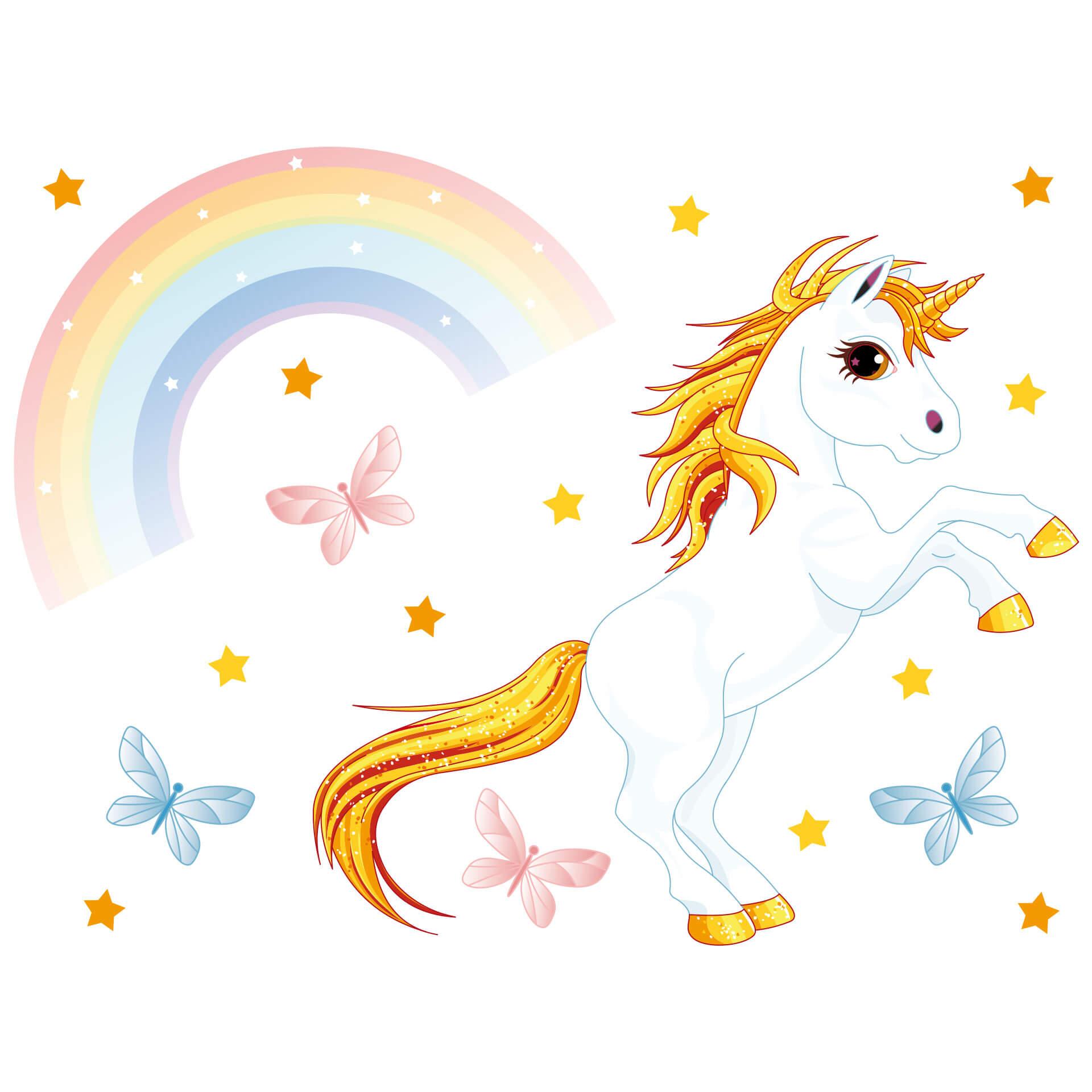 Muursticker Eenhoorn met Regenboog