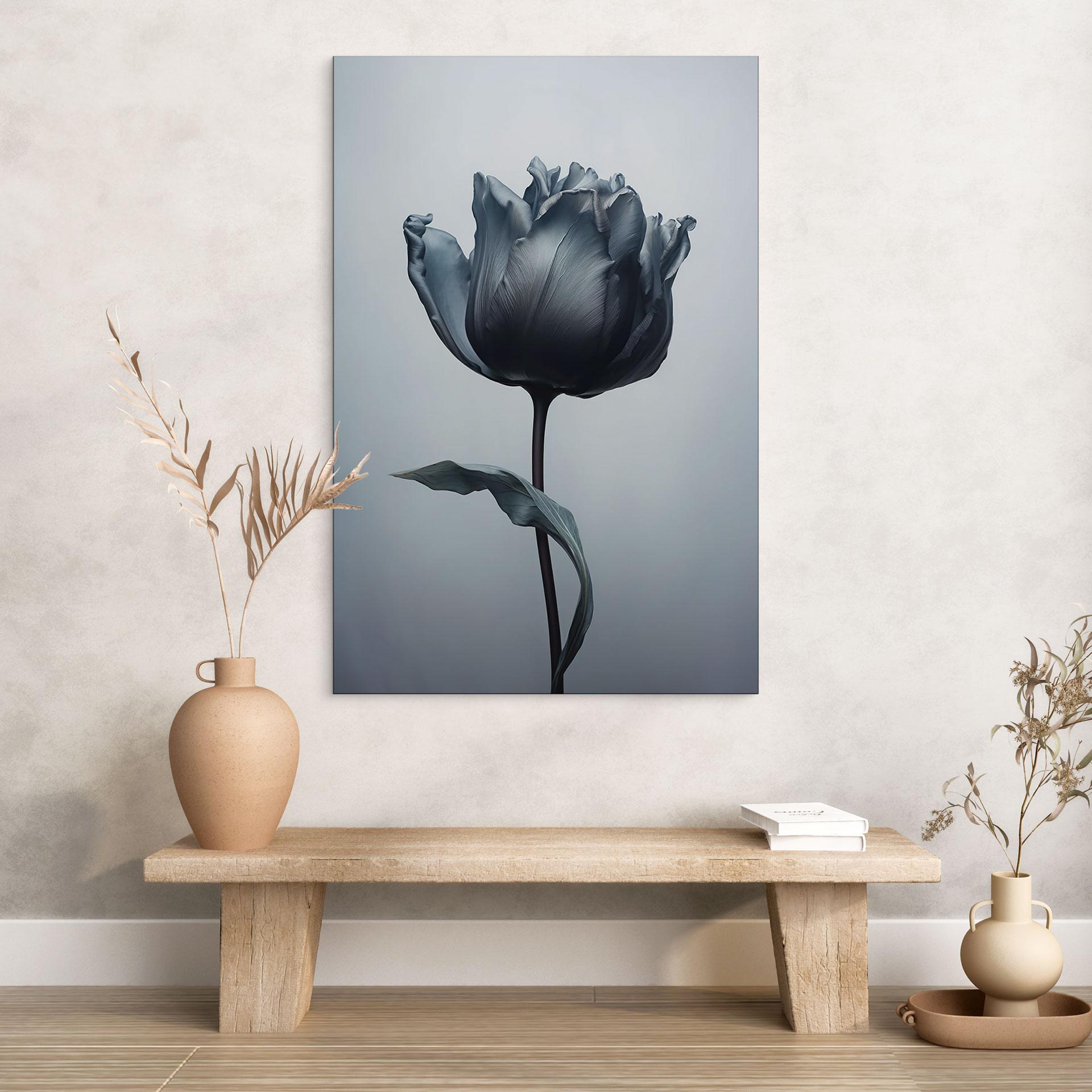 Wandbild Samtige Tulpe in Schwarz - Paksoylu - Alu-Dibond