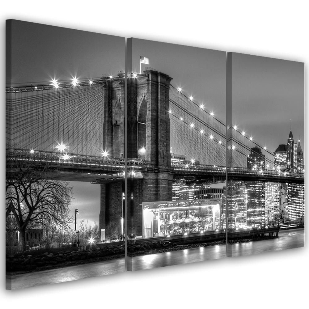 3 stykke lærredstryk, Manhattan Brooklyn Bridge New York