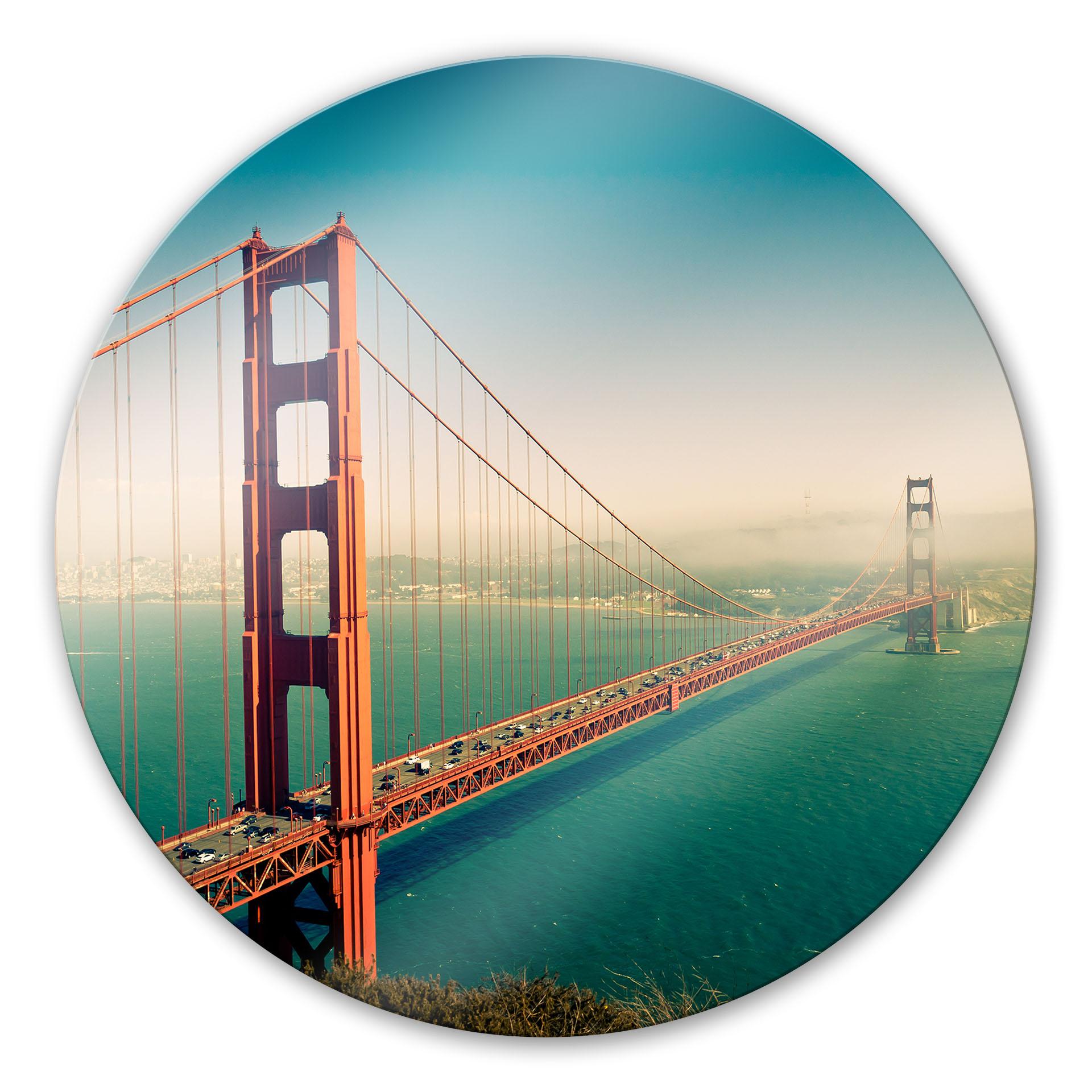 Glasbillede - Golden Gate Bridge - Rund