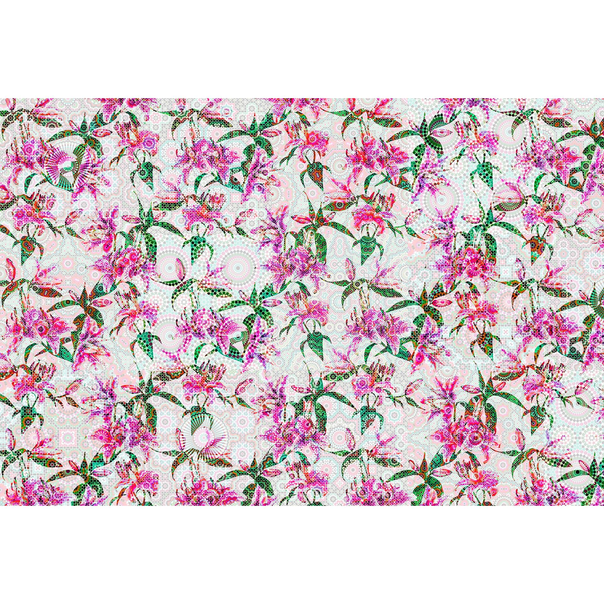 Livingwalls Fotobehang Walls by Patel mosaic lilies 2