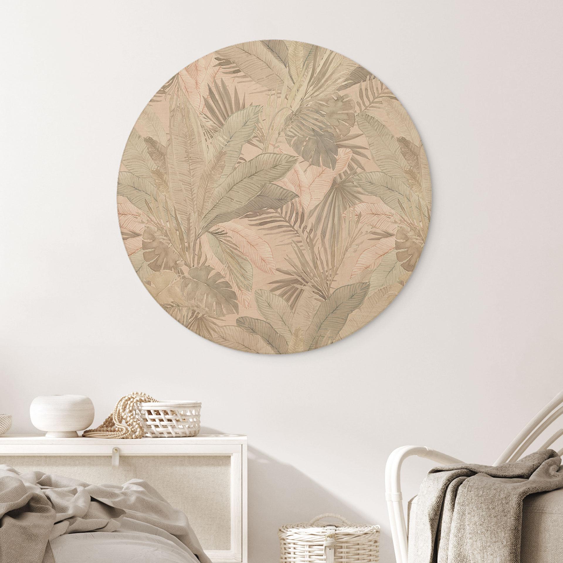 Billede af træ tropiske blade i junglen pastel - Bloomery Decor - Round