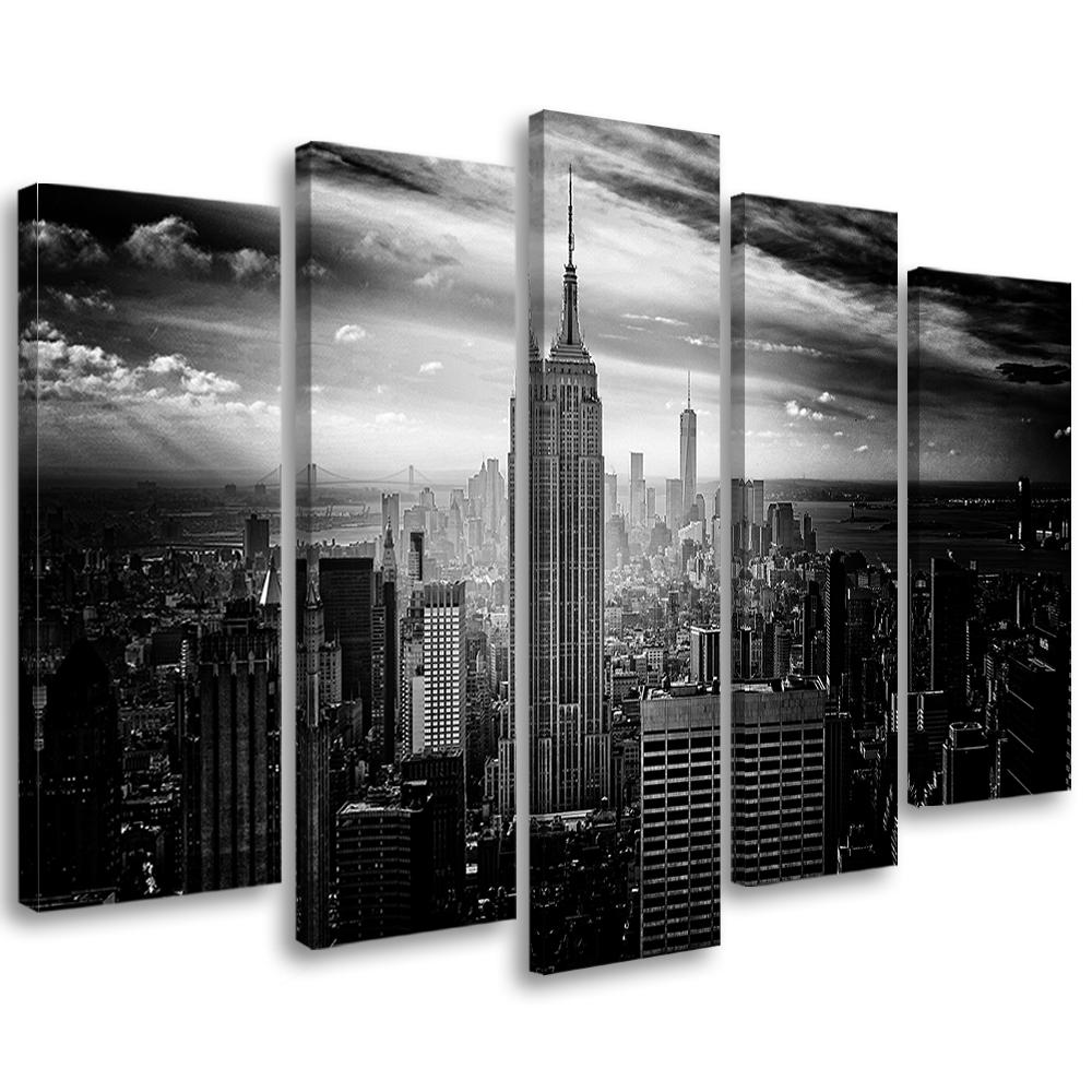 5 stykke lærredstryk New York City sort og hvid