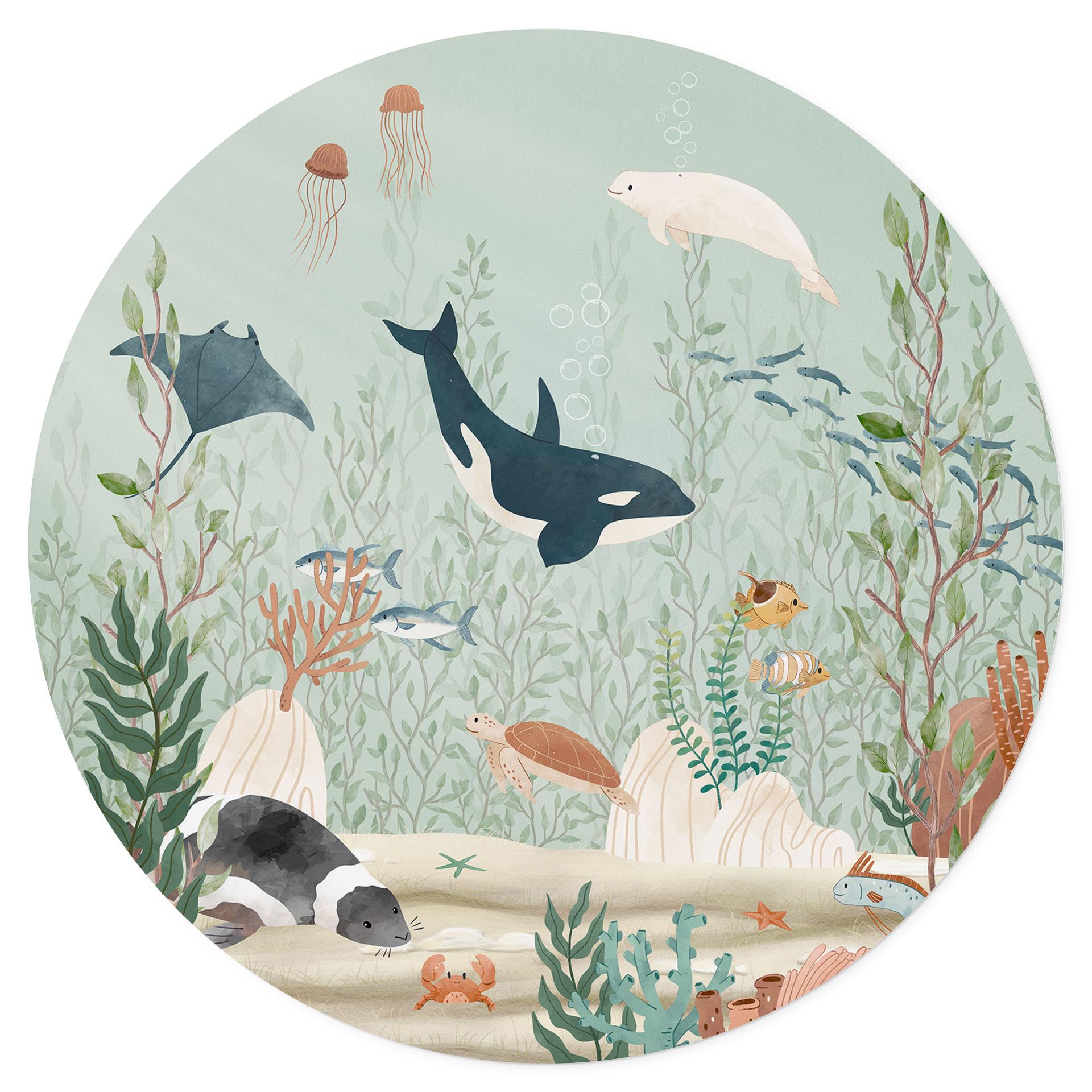 Wallsticker havdyr dybt i havet - Oliver Robins - Round