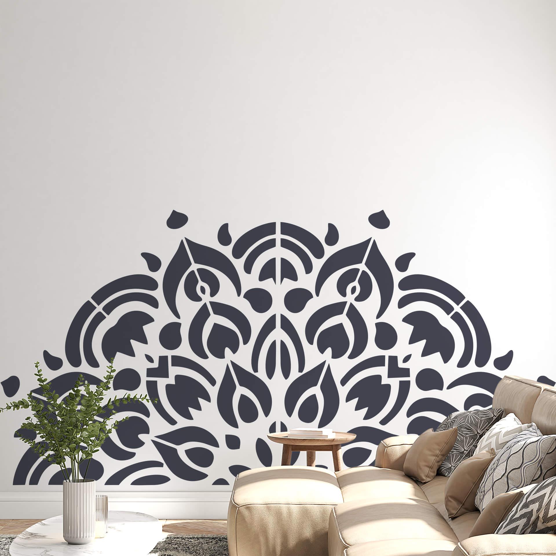 Adesivo murale Mezzo mandala ornamentale - boho