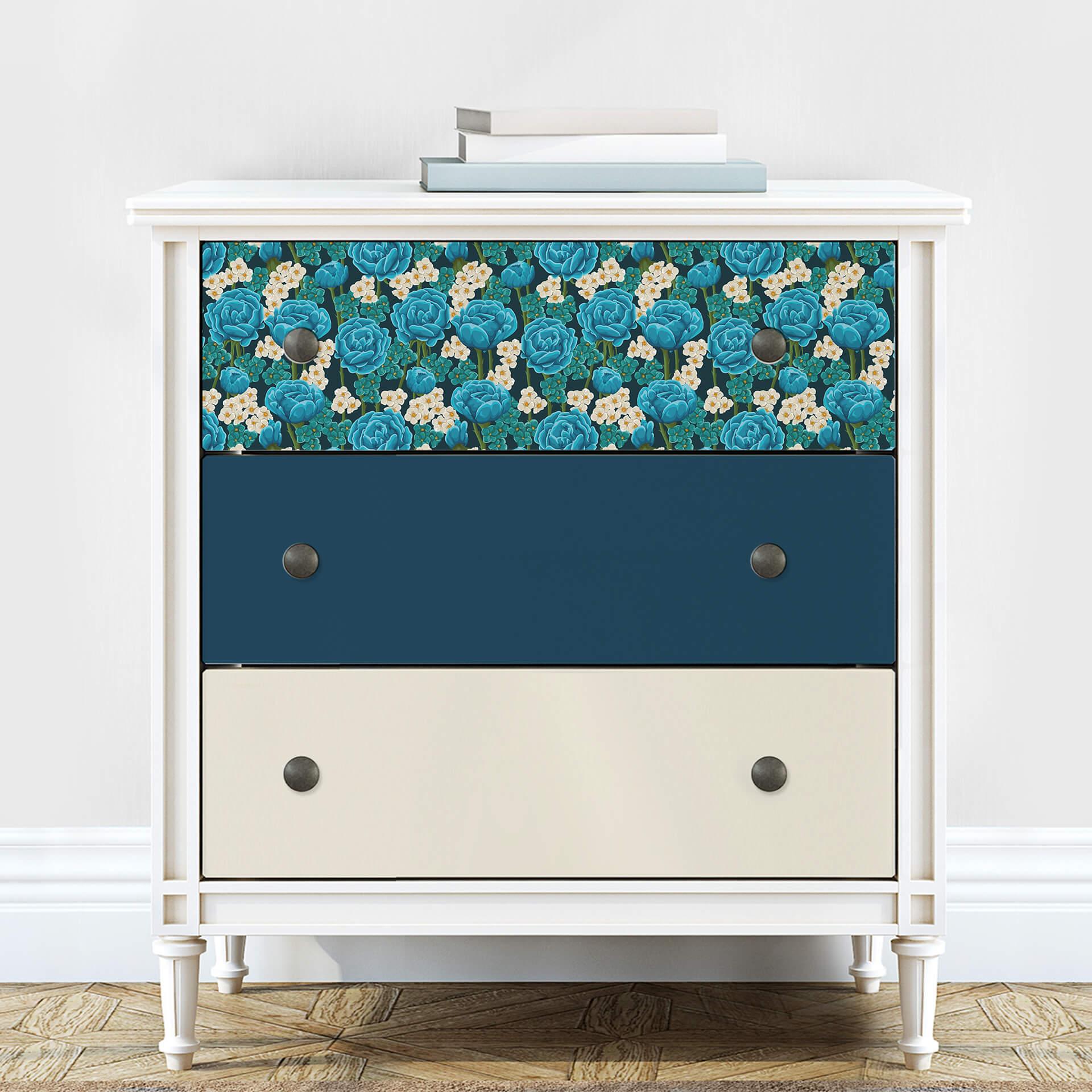 Vinilo adhesivo muebles, vinilo decorativo - lavable - hortensia azul