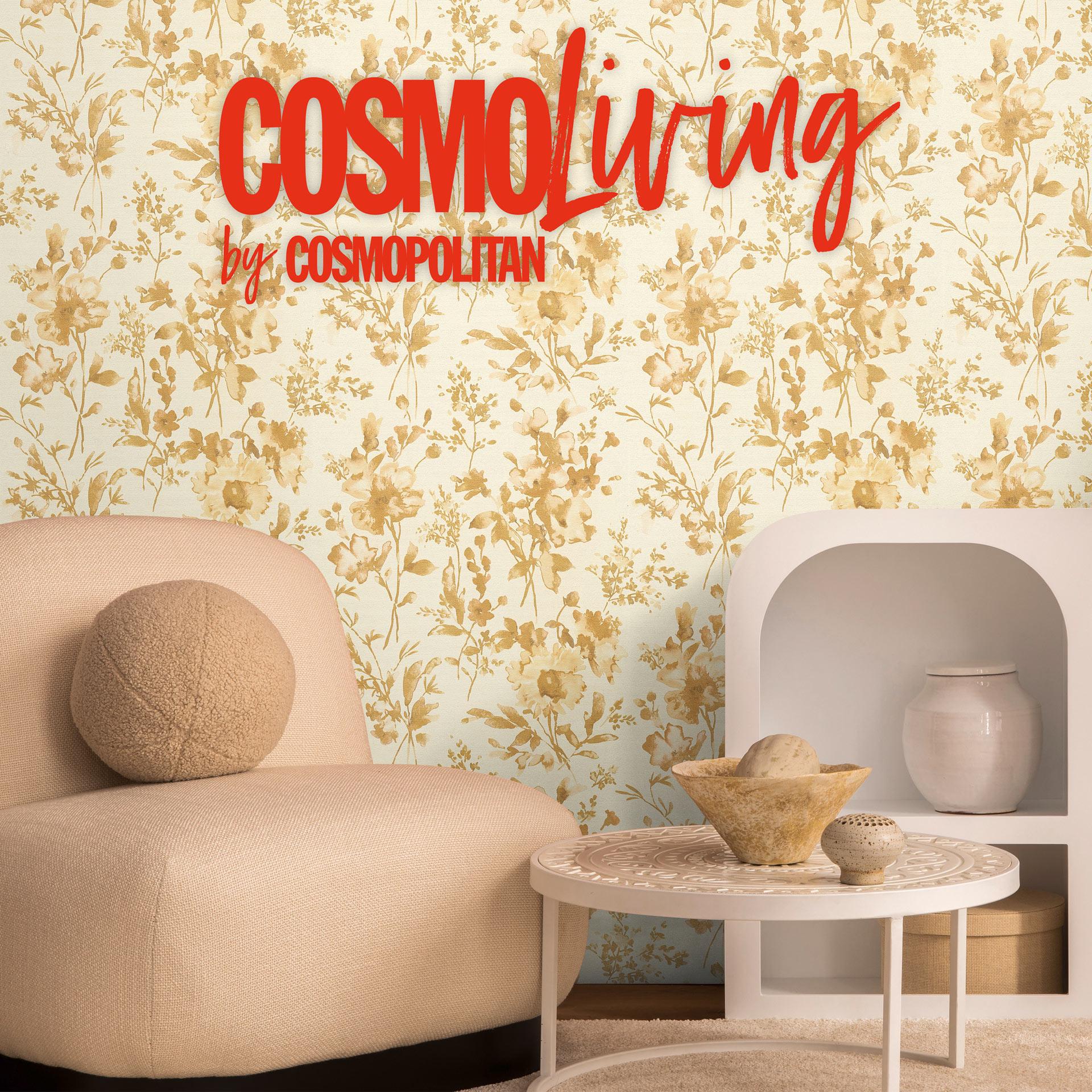 COSMOPOLITAN blomstertapet blomster hvidguld - moderne designer ikke-vævet tapet