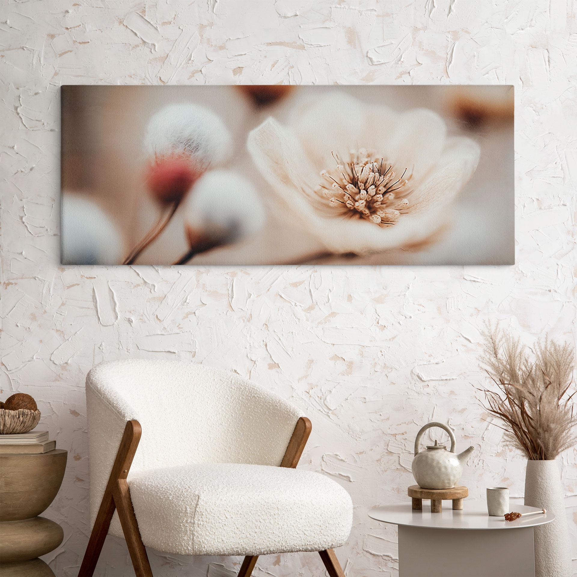 Blomstret Canvasbillede Boho Blossom Soft Beige - Treechild - Panorama