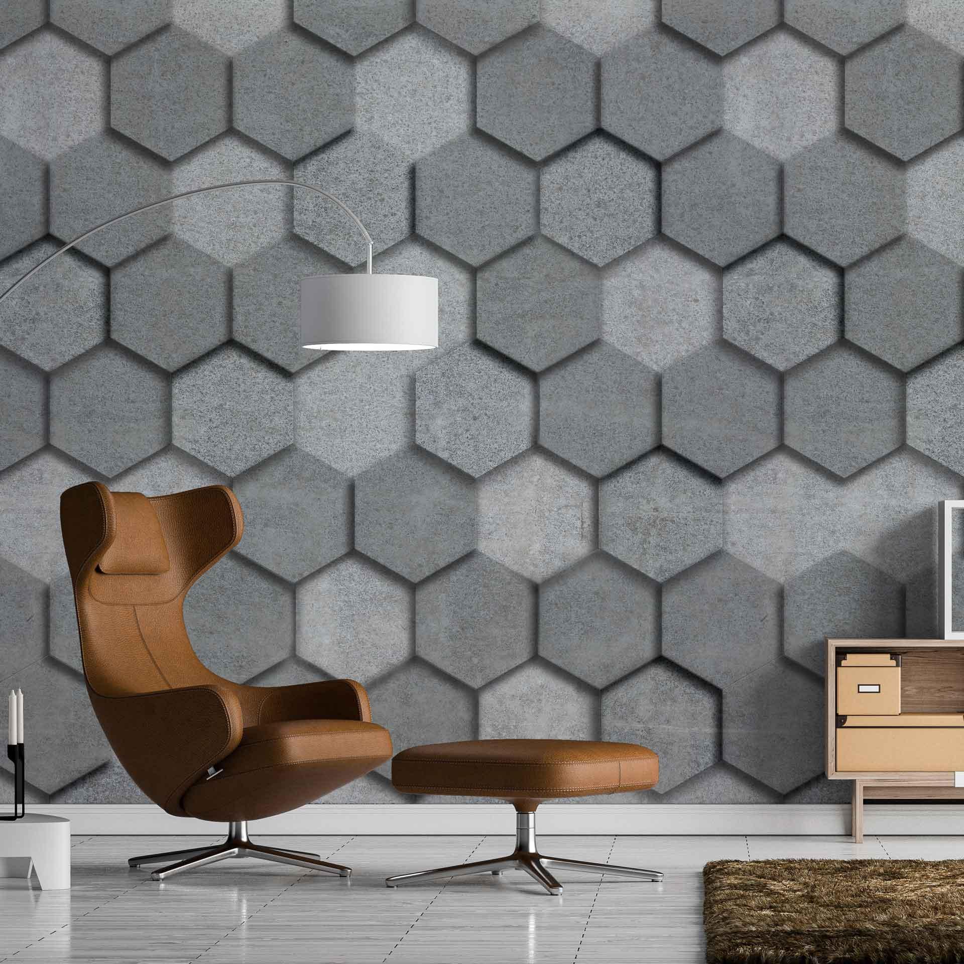 Geometric GraphicBlocks1 grå - non-woven tapet Designwalls 2 - 2,55 x 3,5 m