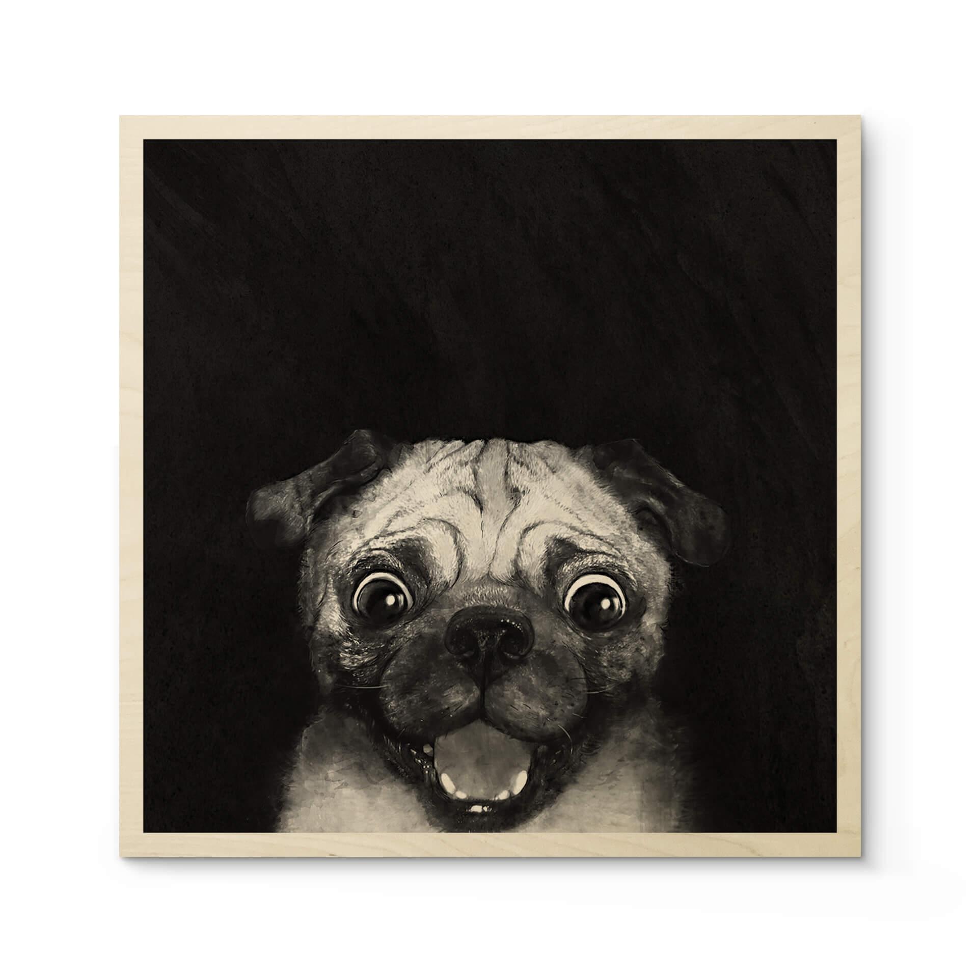 Graves Billede af træ - Snuggle Pug - Firkantet