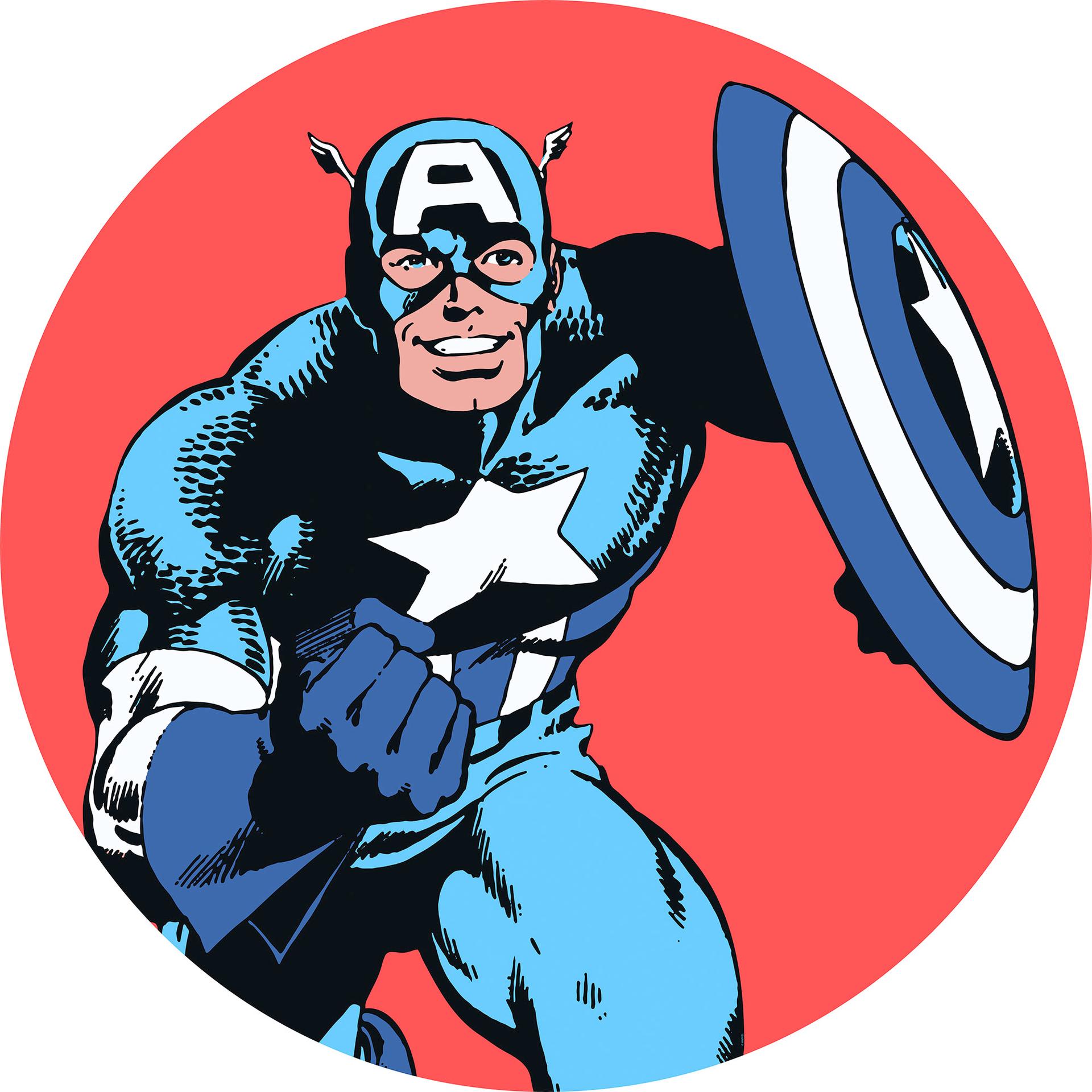 Selvklæbende non-woven tapet - Marvel PowerUp Captain America - 125 x 125 cm