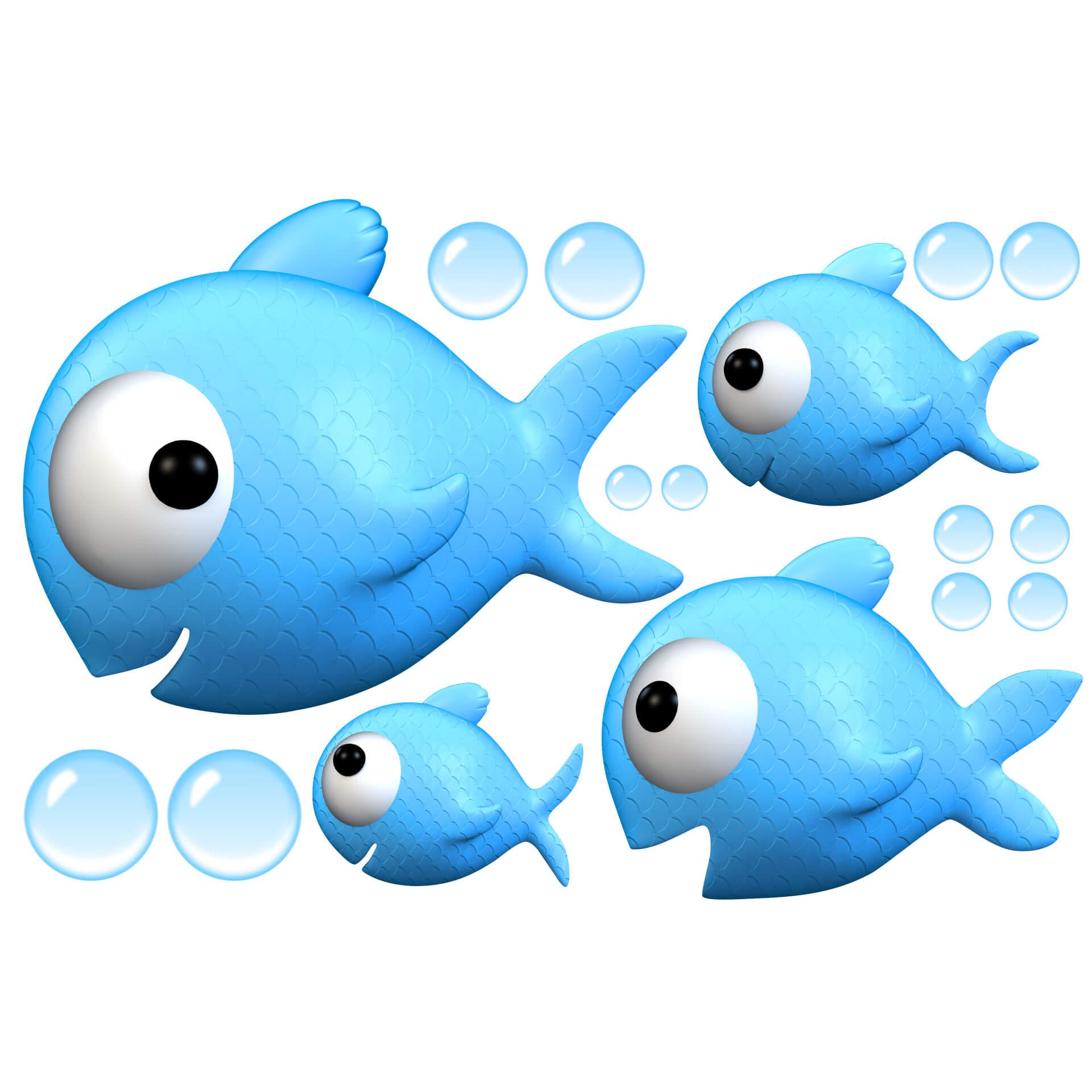Wandtattoo Agullo - blauer Fischschwarm