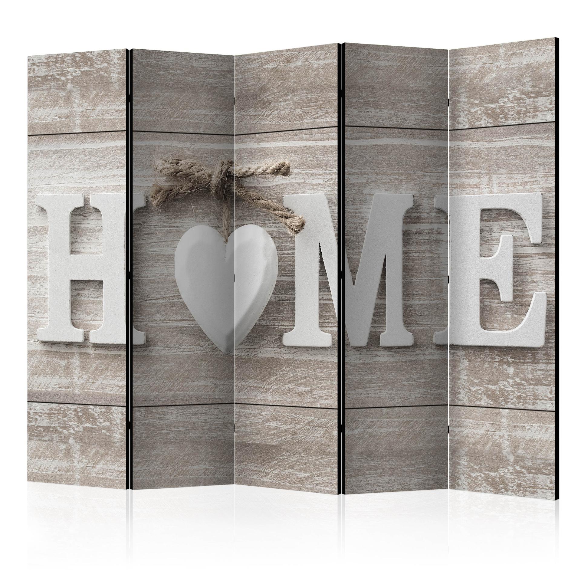 Screen room divider - Love lives at home, 5-delt - 225x172 cm