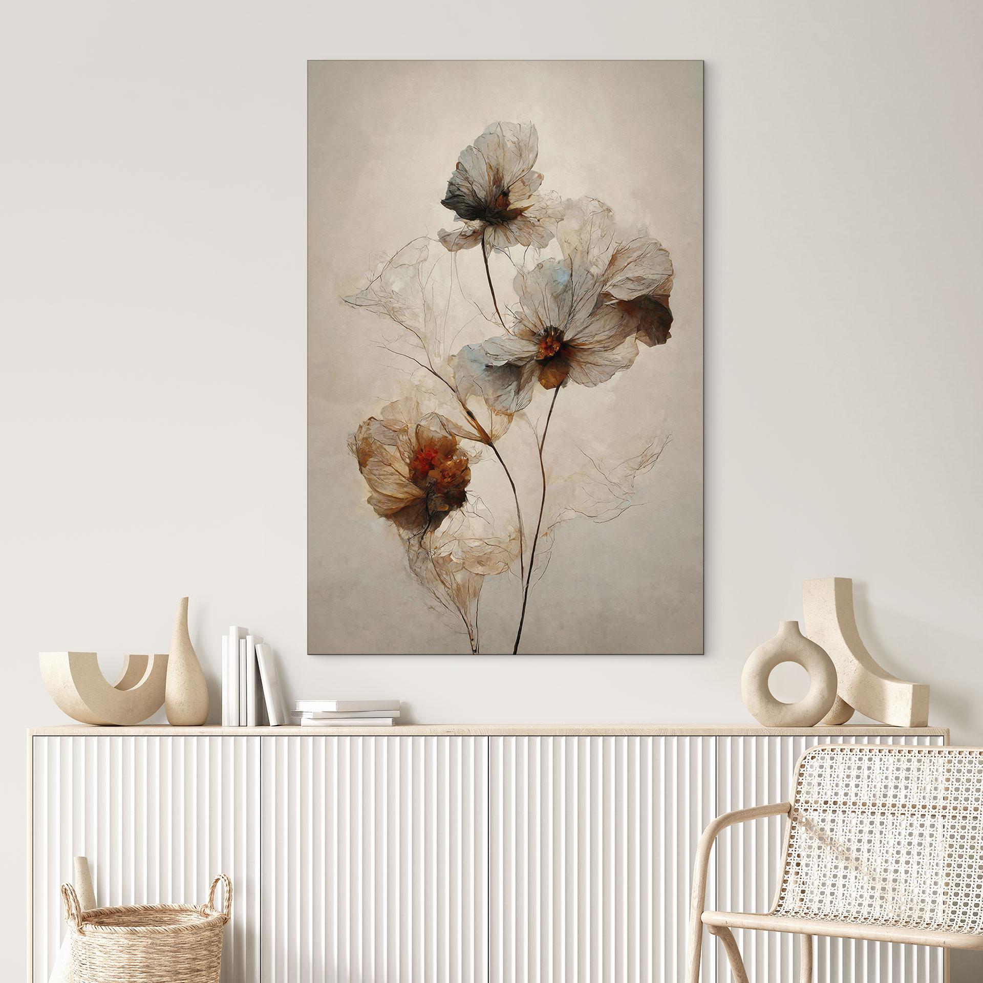 Billede af tørrede blomster - forgængelighedens elegance - Treechild – print på aluminium