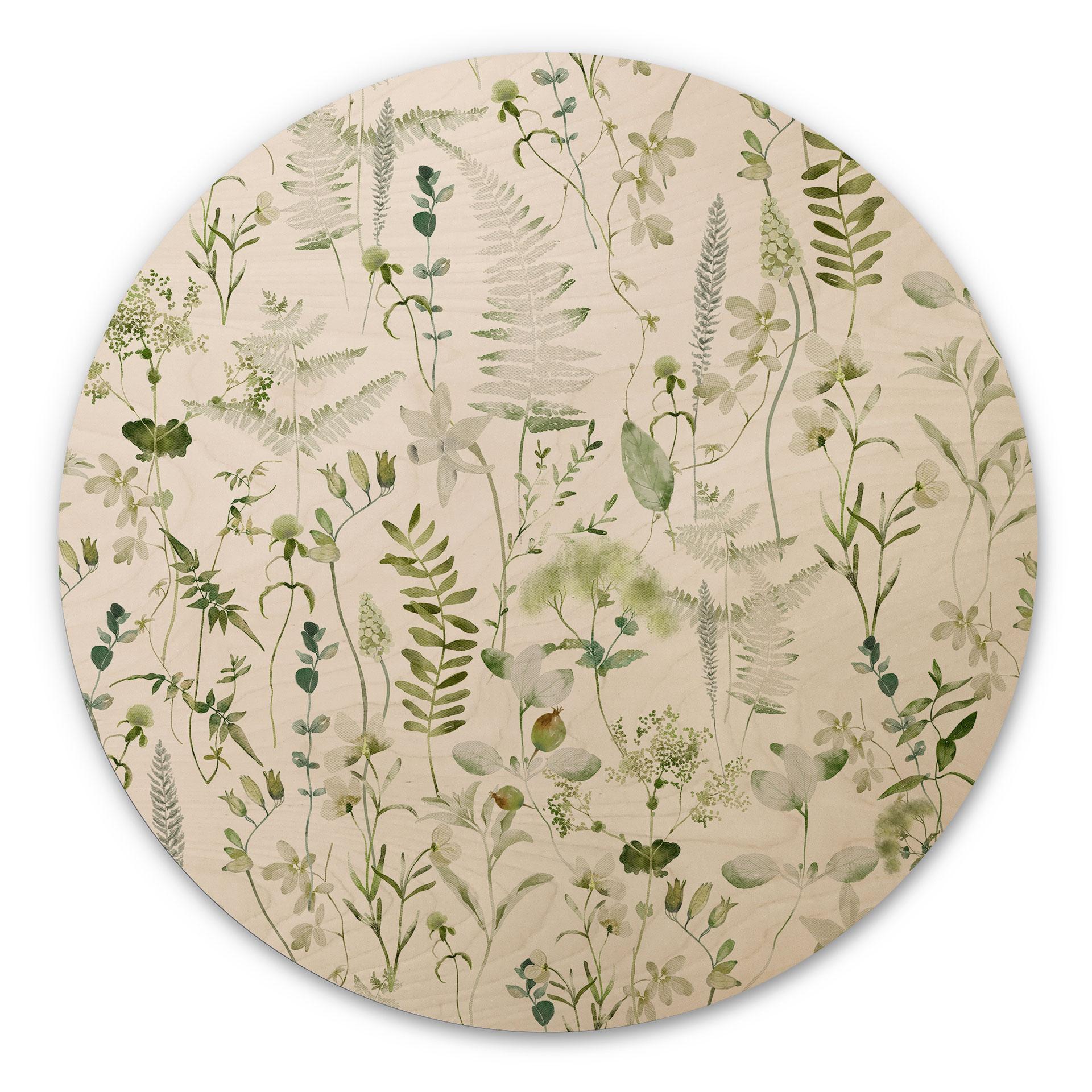 Væg cirkel træ Urter og vilde blomster - UN Designs