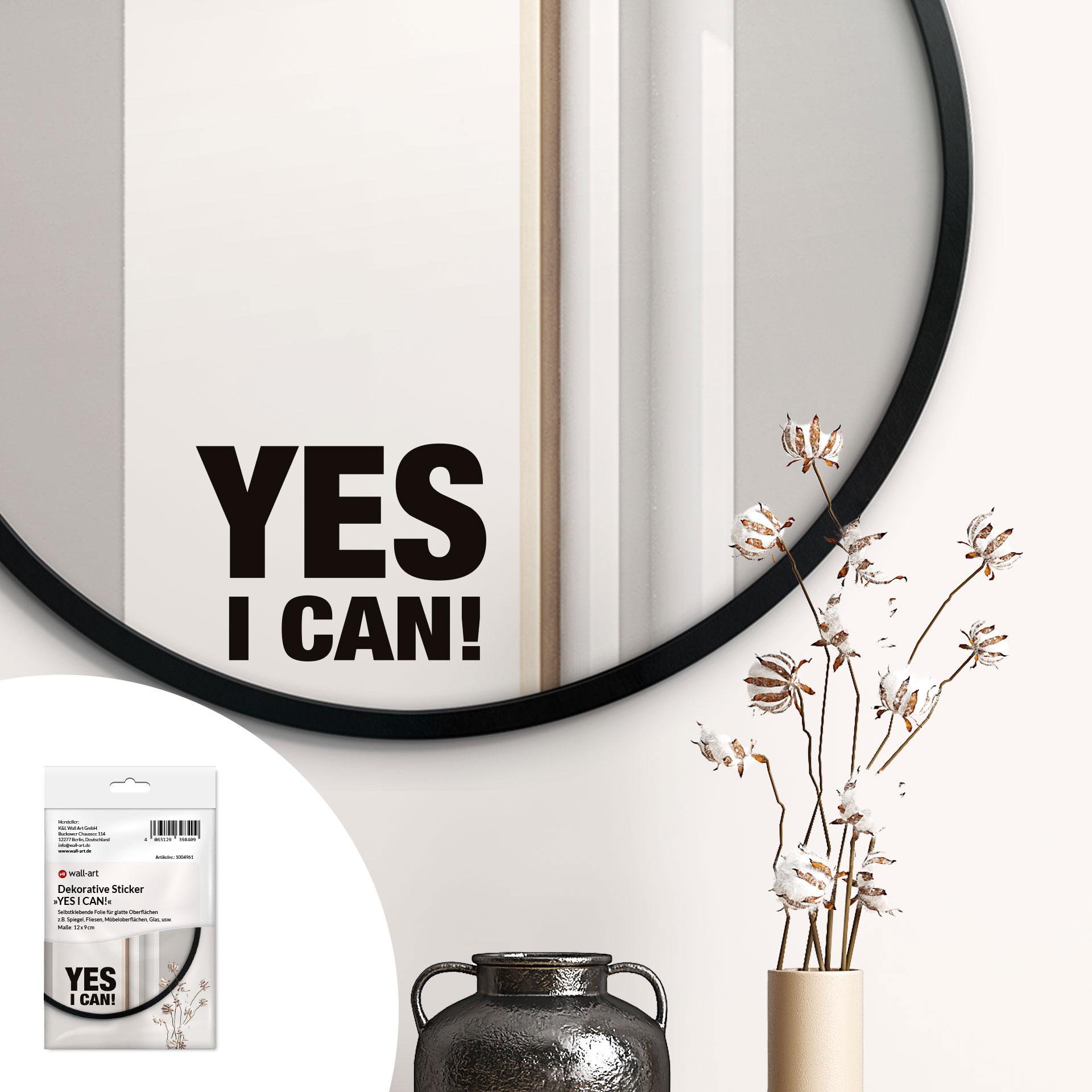 Spiegelsticker, Dekorativer Sticker YES I CAN!