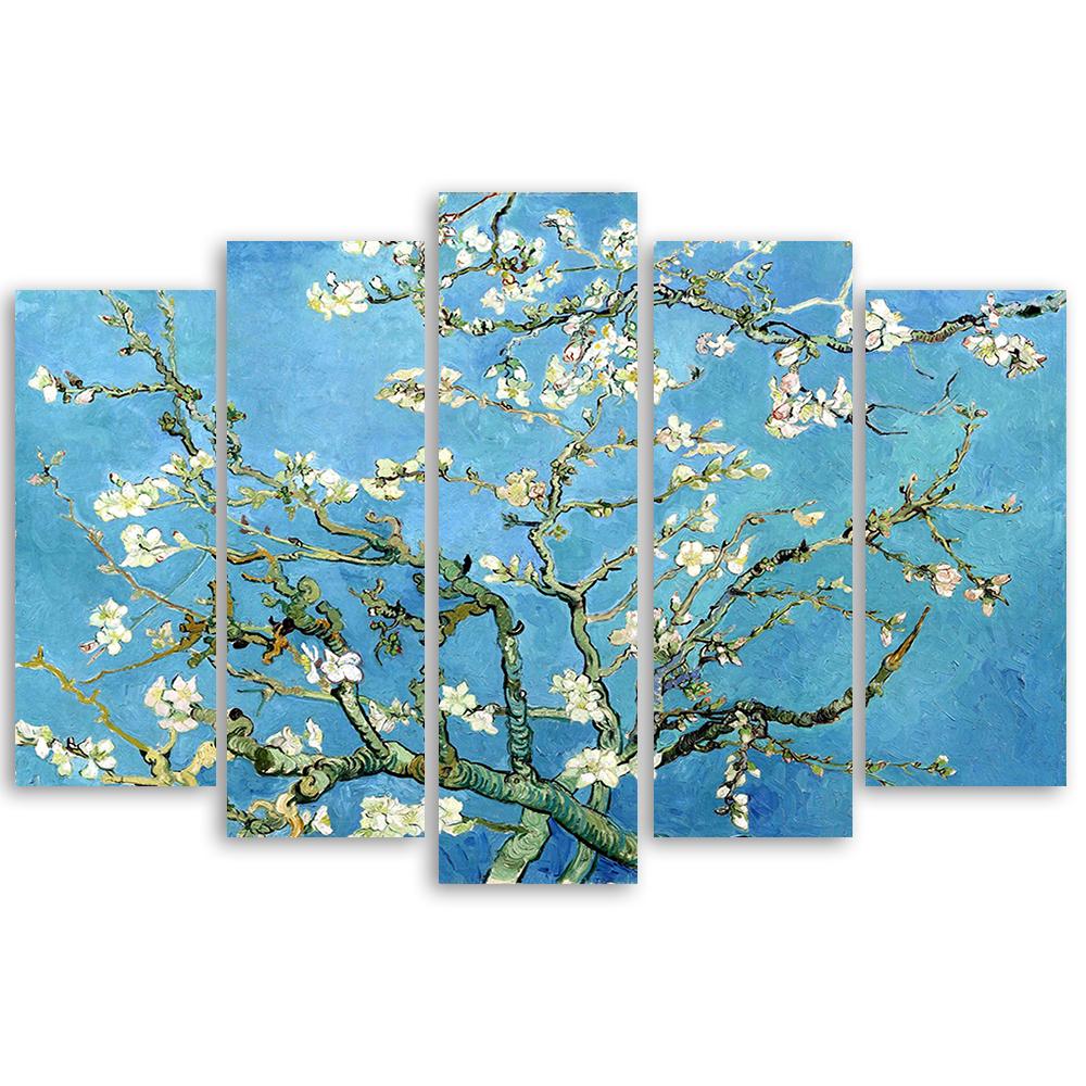 5-delige canvasprint, Amandelbloesem Vincent van Gogh