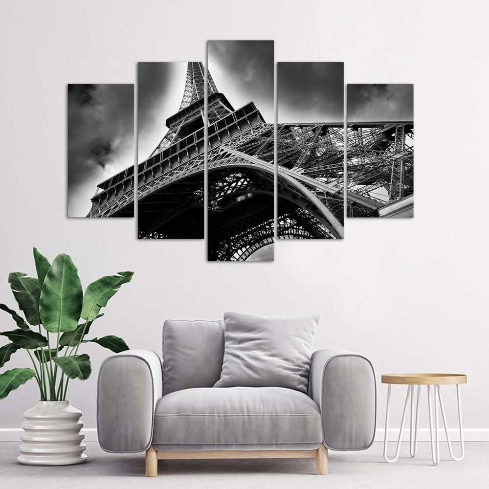 Lærred print 5 dele, Paris Eiffeltårnet