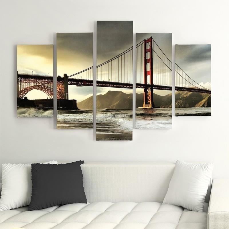 Lærredstryk 5 styk, Golden Gate Bridge