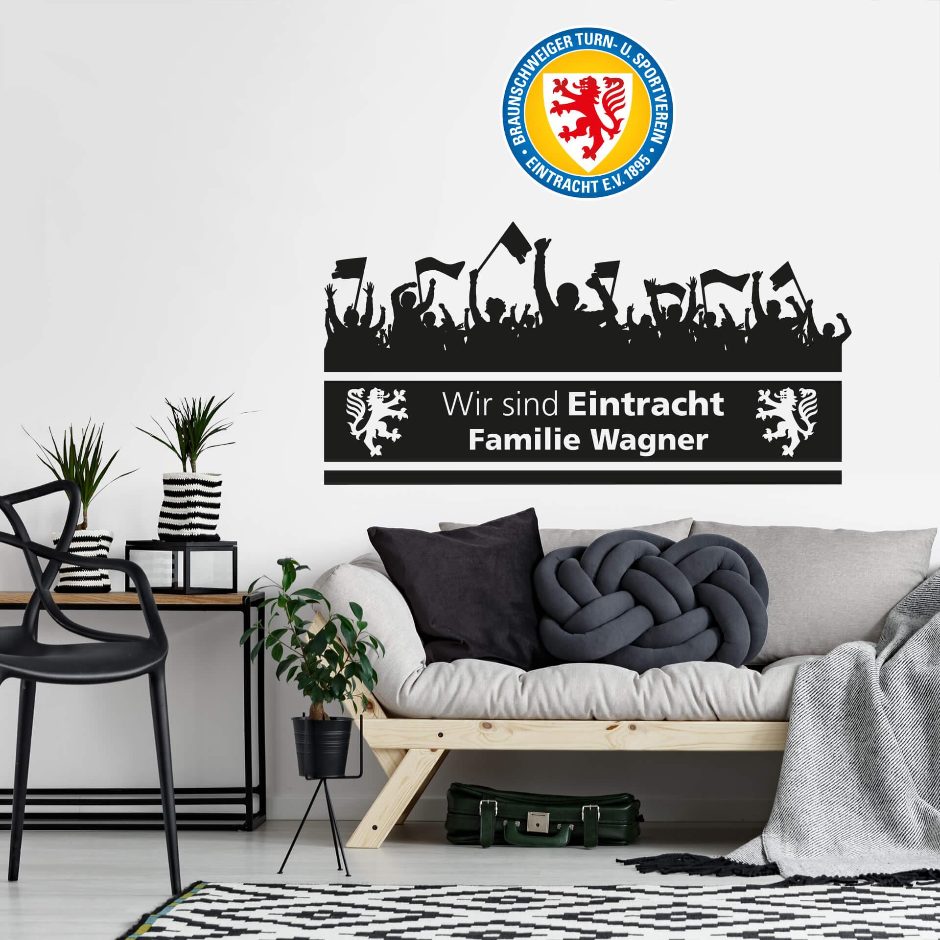 Wandtattoo Eintracht Braunschweig Wir sind Eintracht Wunschtext mit Logo farbig