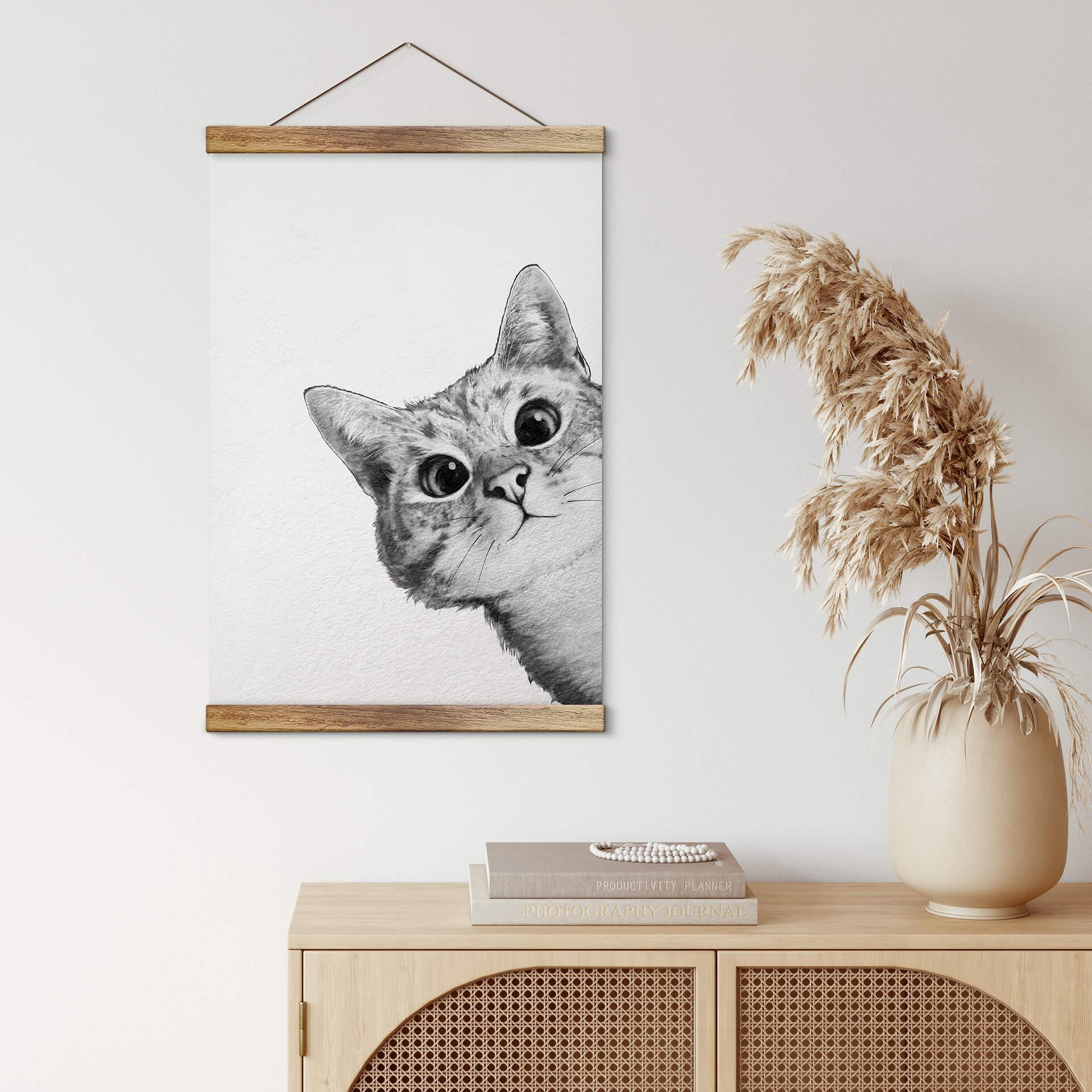 Lærred, Tekstil plakat til at hænge Graves - Sneaky Cat