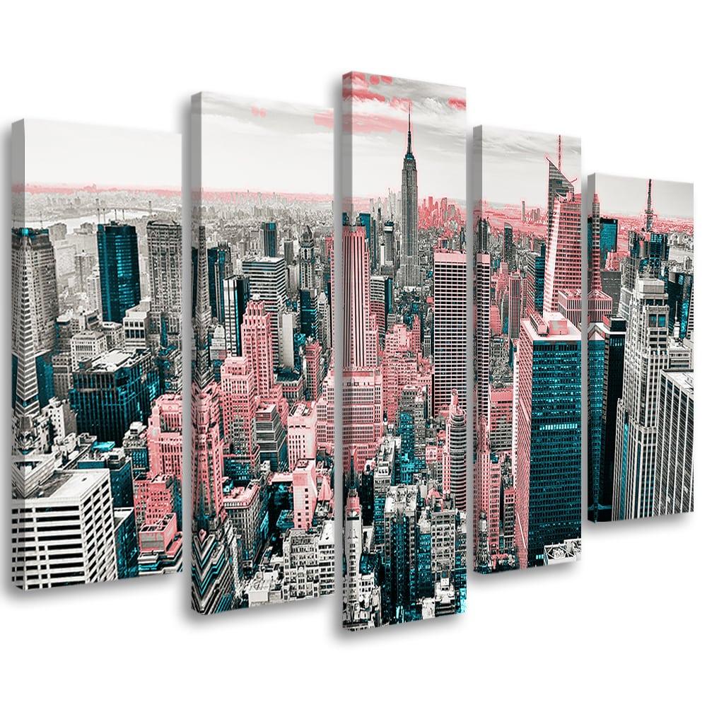 5 stykke lærredstryk, New York Manhattan City Panorama