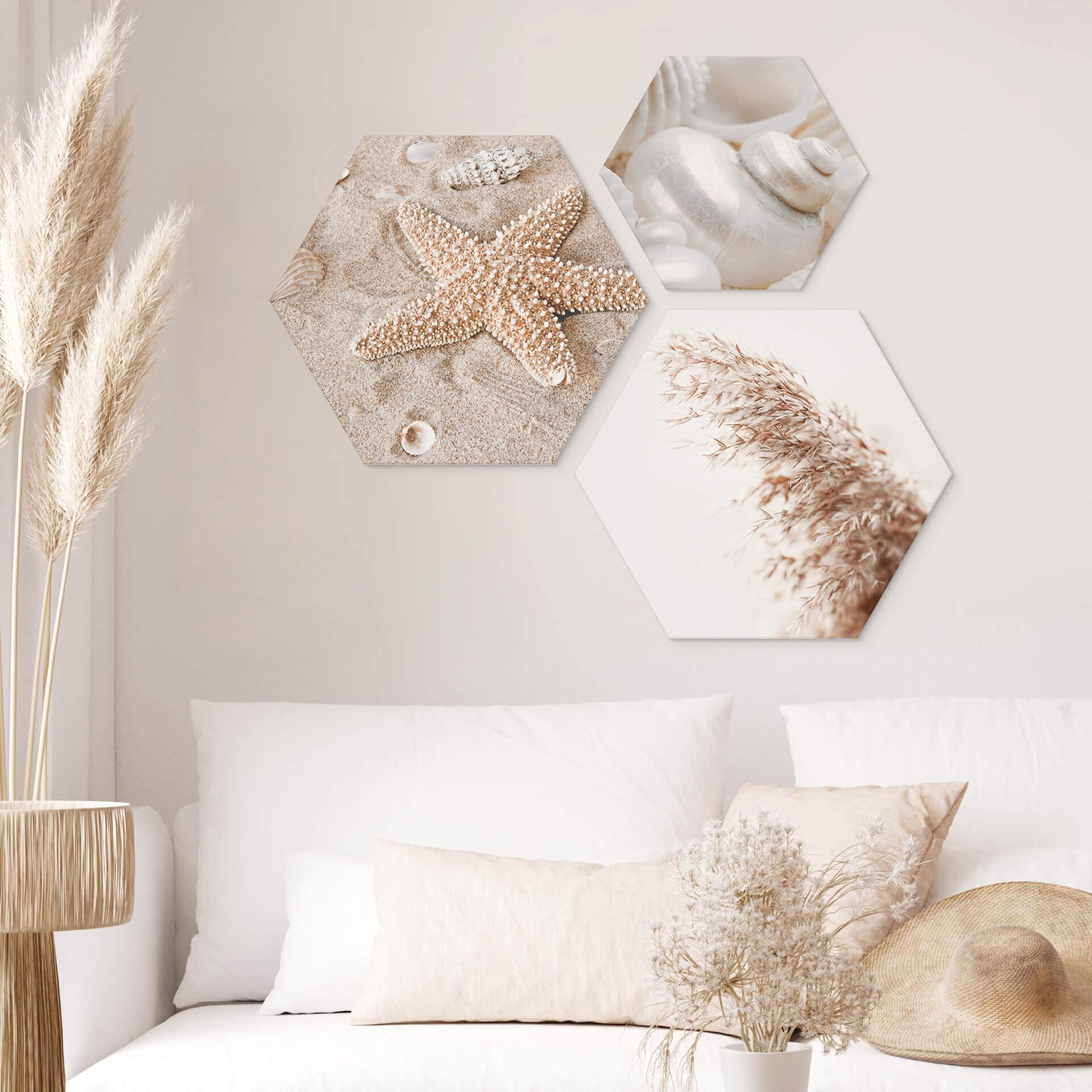 Hexagon Dibond Beach Moments-sæt (3 dele)