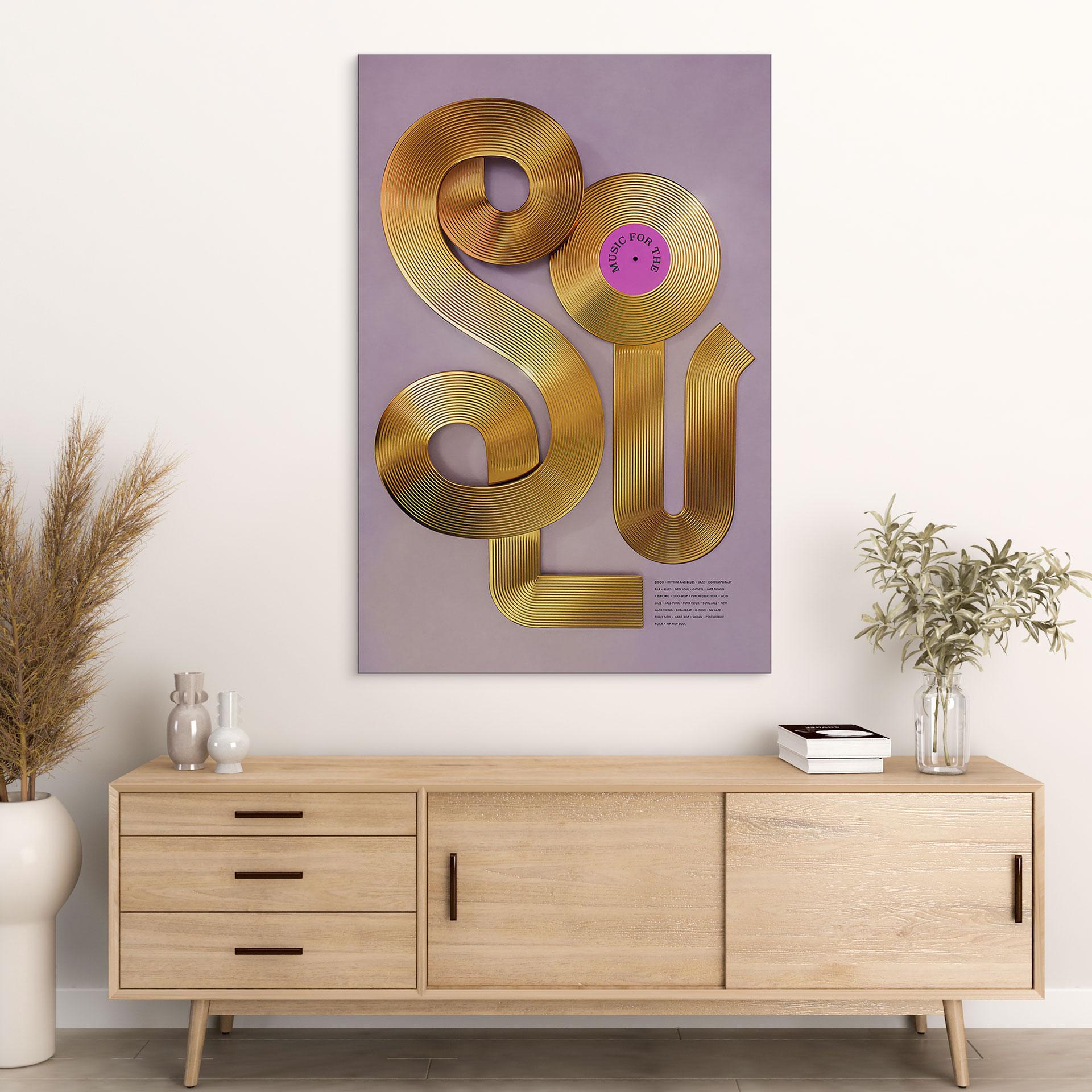 Wandbild Soul trifft auf Vinyl - Musik für die Seele - Harrison - Alu-Dibond