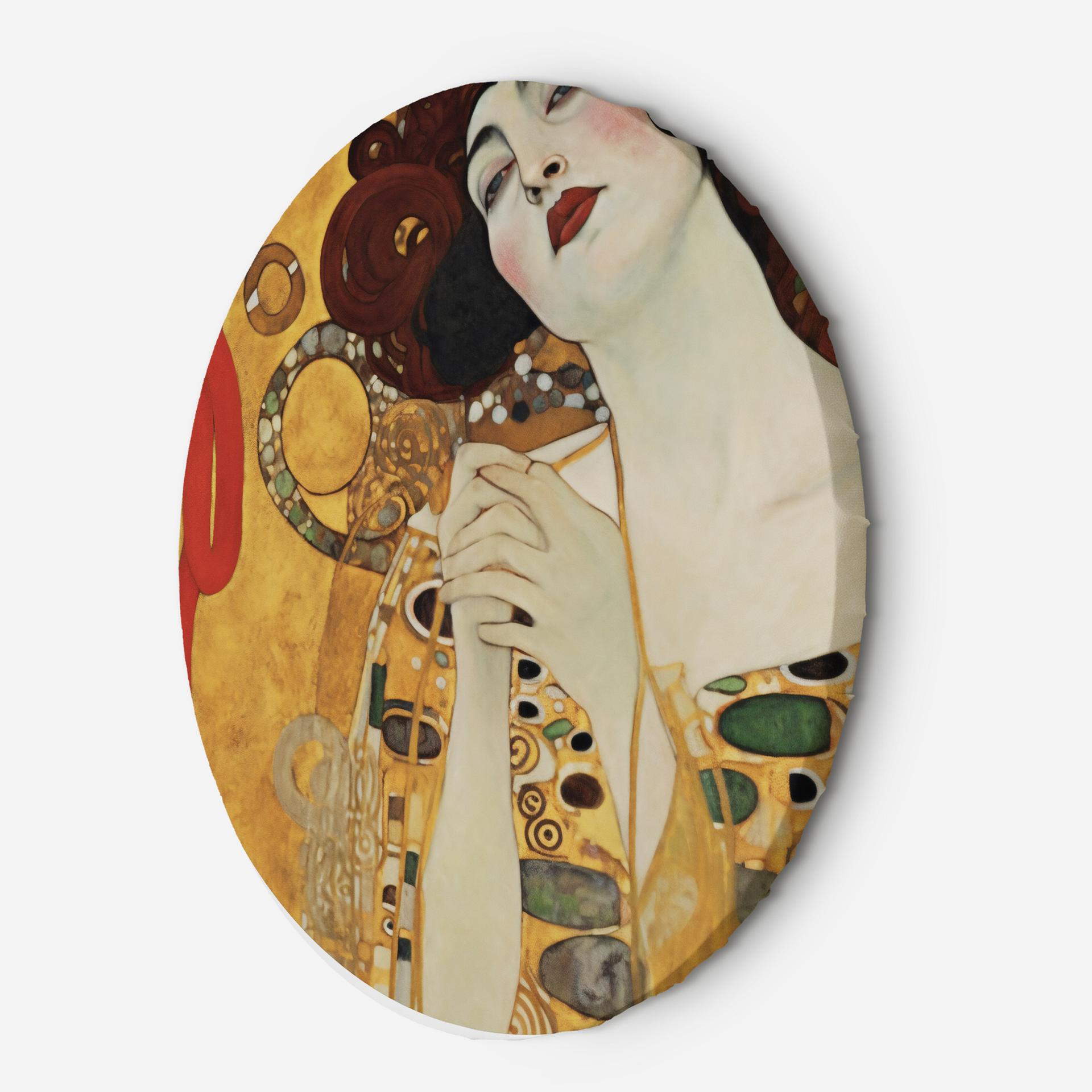 Rundt lærredsbillede - Smuk kvinde - G. Klimt
