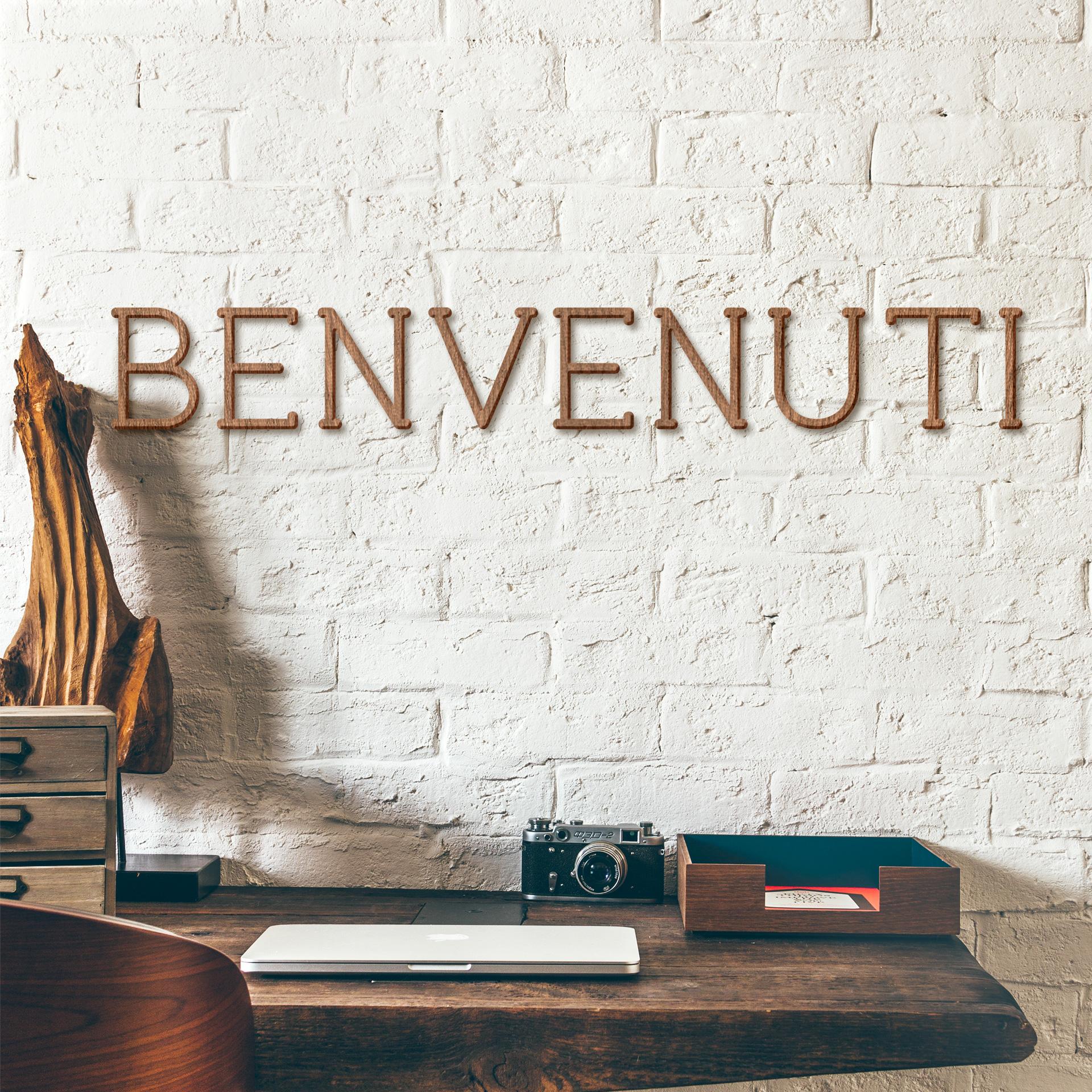 Træbogstaver - Benvenuti - Mahogni
