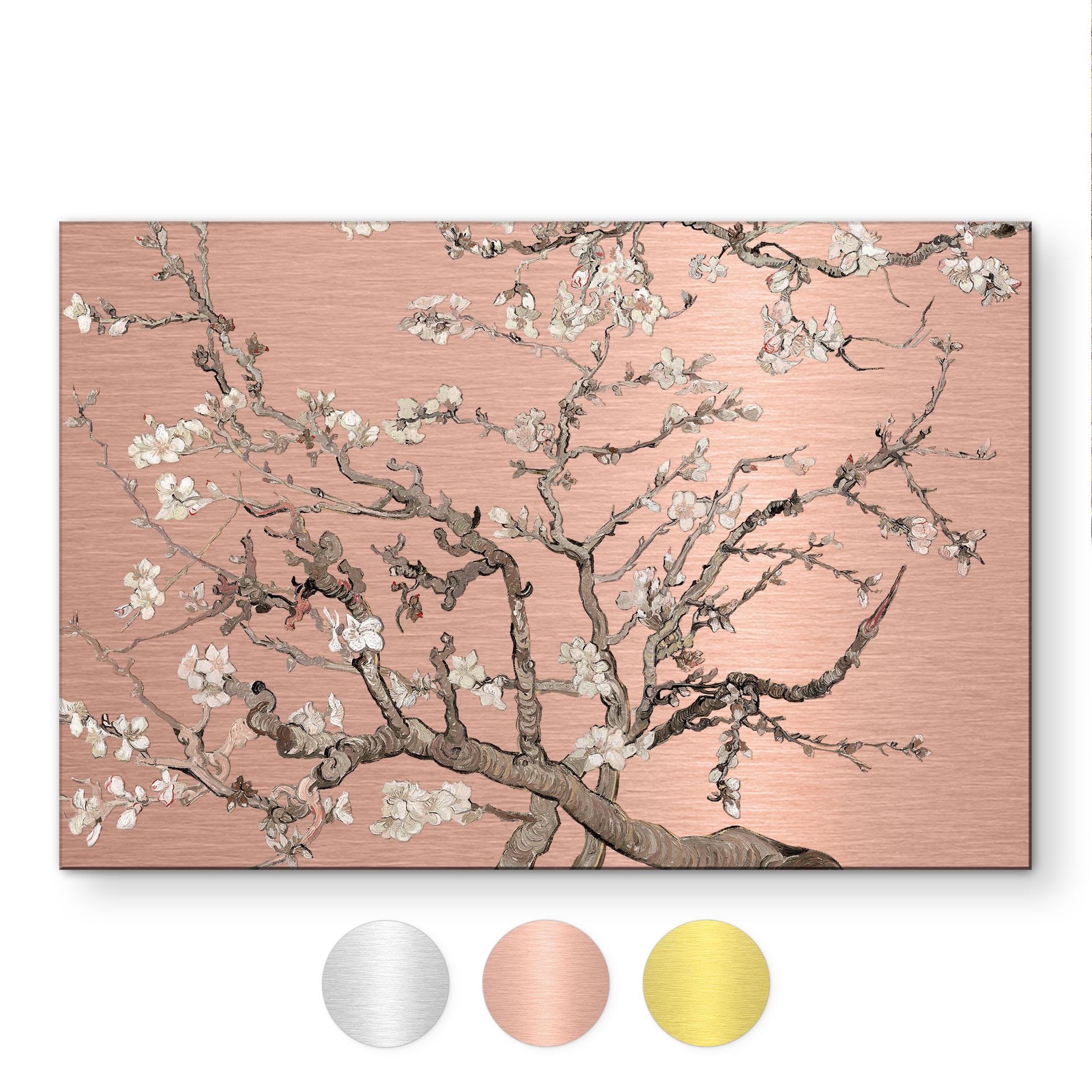 Alu-Dibond gebürstet mit Gold-, Silber- & Kupfereffekt - Mandelblüte - Van Gogh