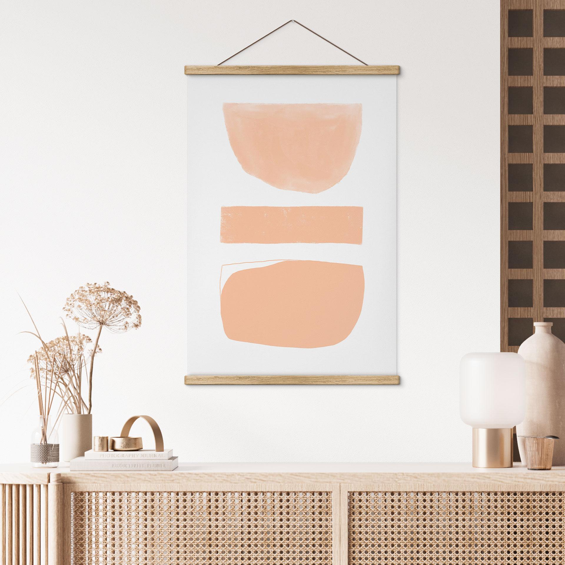 Tekstil plakat Abstrakte former i ferskenfarve - uplusmestudio