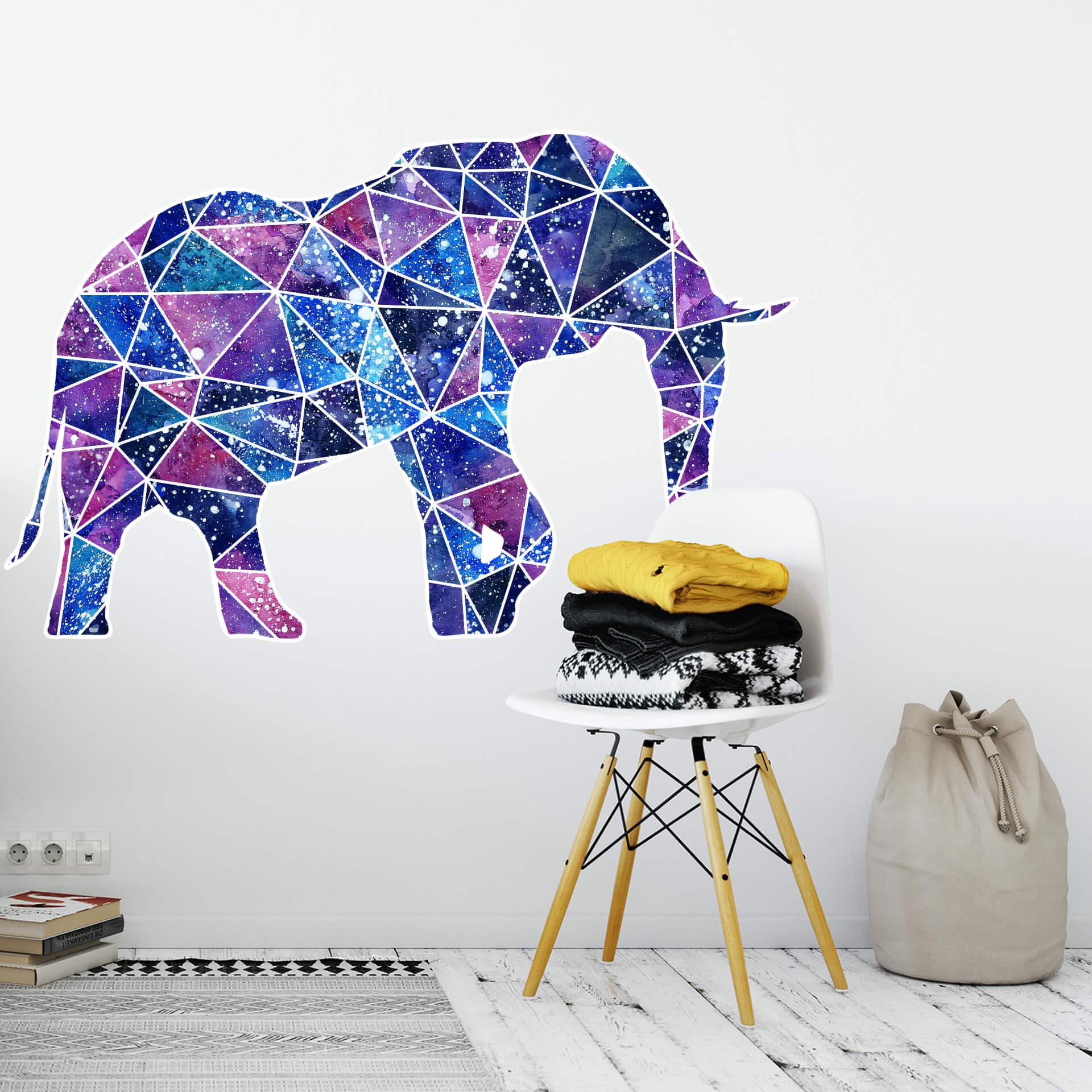 Wandtattoo Polygon Galaxie Elefant