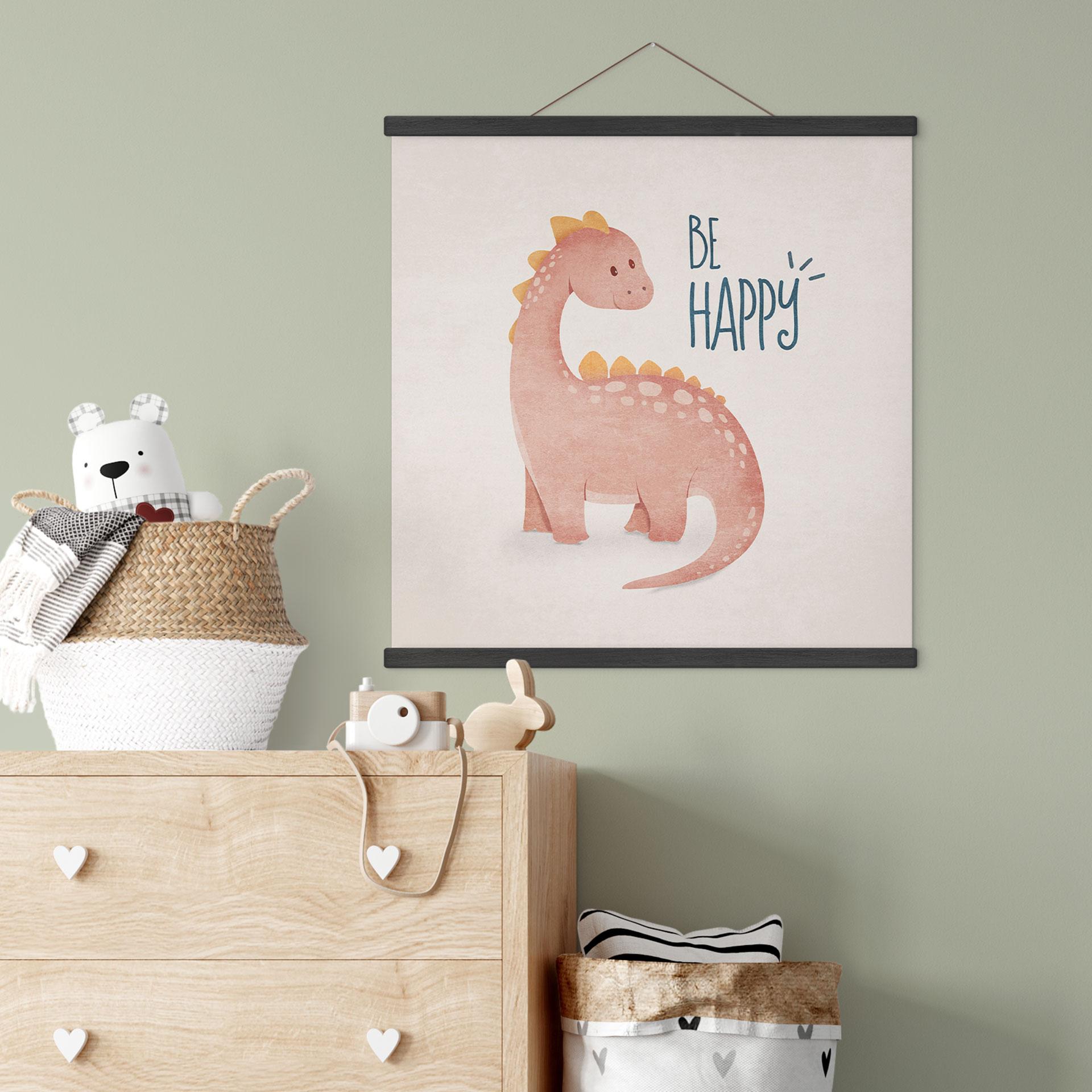Obraz tkaniny Dino Be Happy - Brachiozaur - Tunaboylu - Kwadratowy