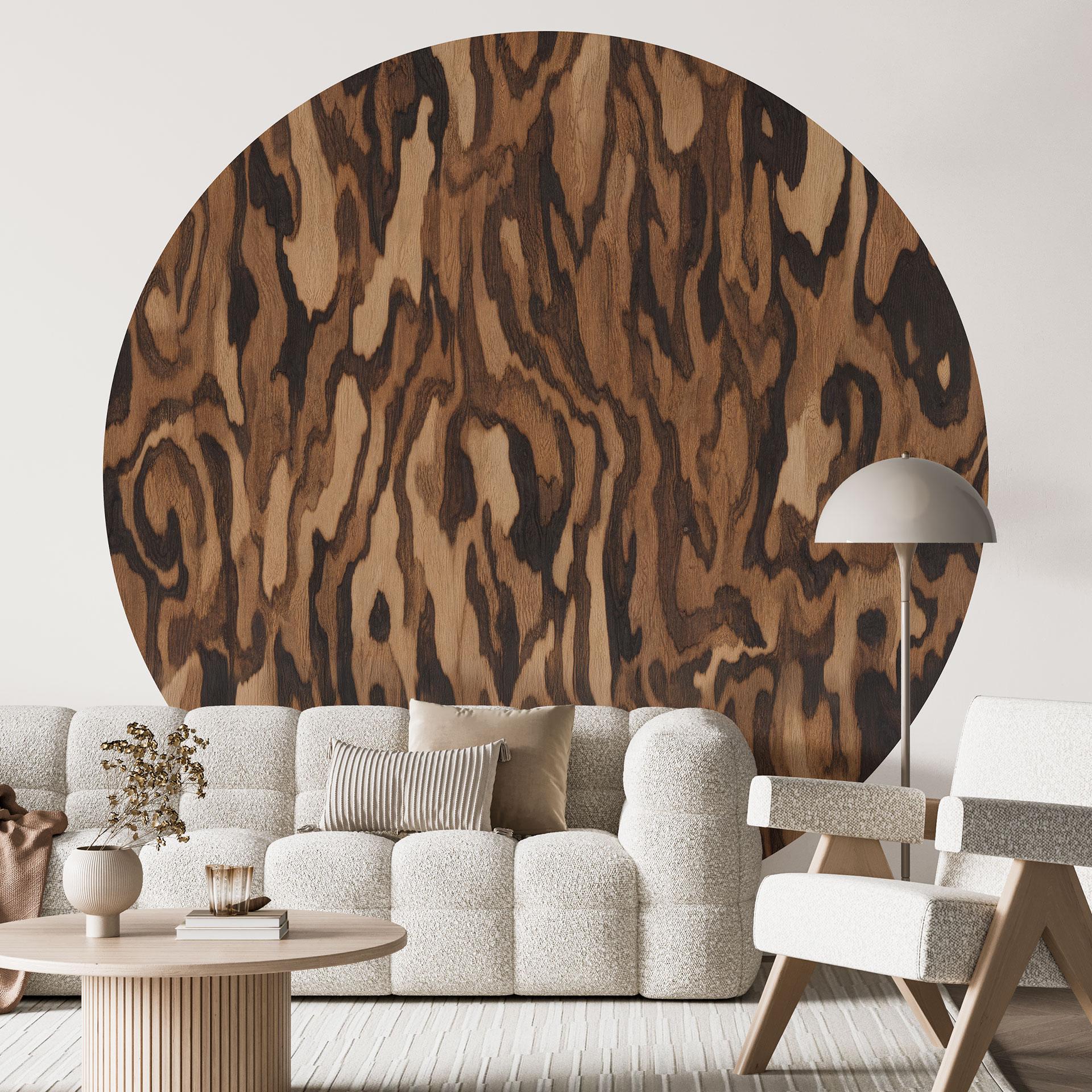 Fotobehang Ettore Walnut - Abstracte Houtnerf - Sir Edward x Grigory Gladarev - Rond