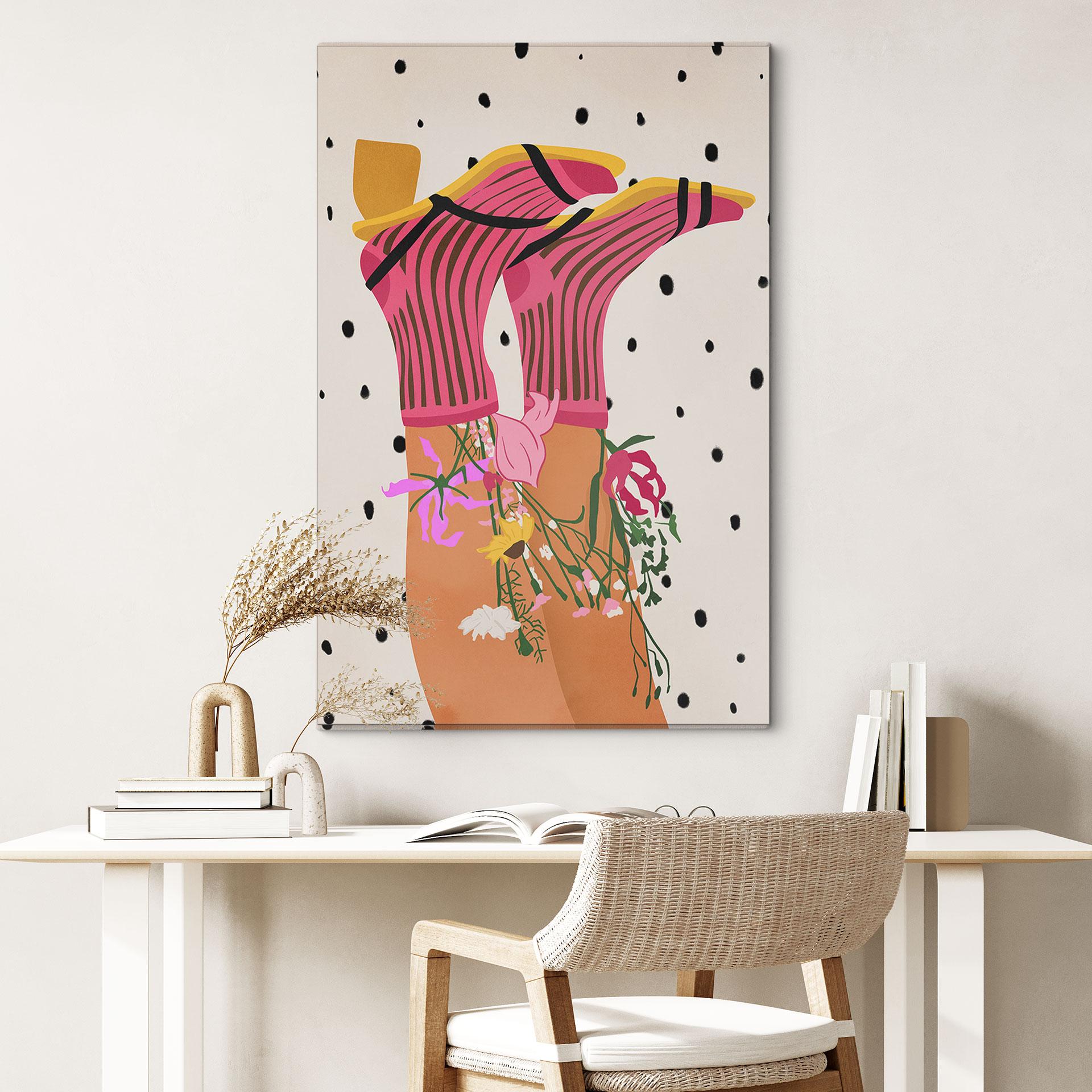 Billede sokkekærlighed møder flower power - Mokate – print på aluminium (Alu-Dibond)