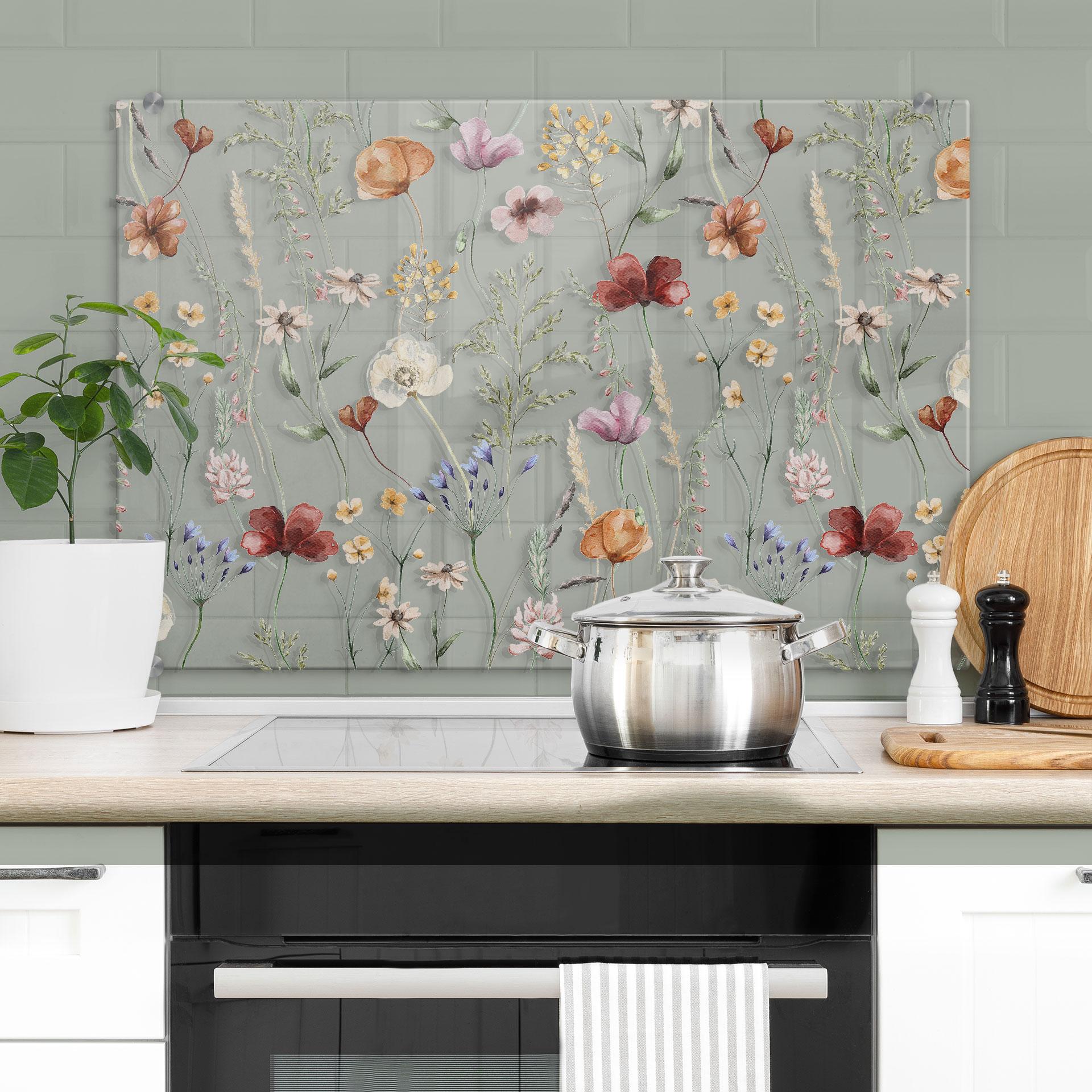 Stænkplade Farverige vilde blomster - UN Designs