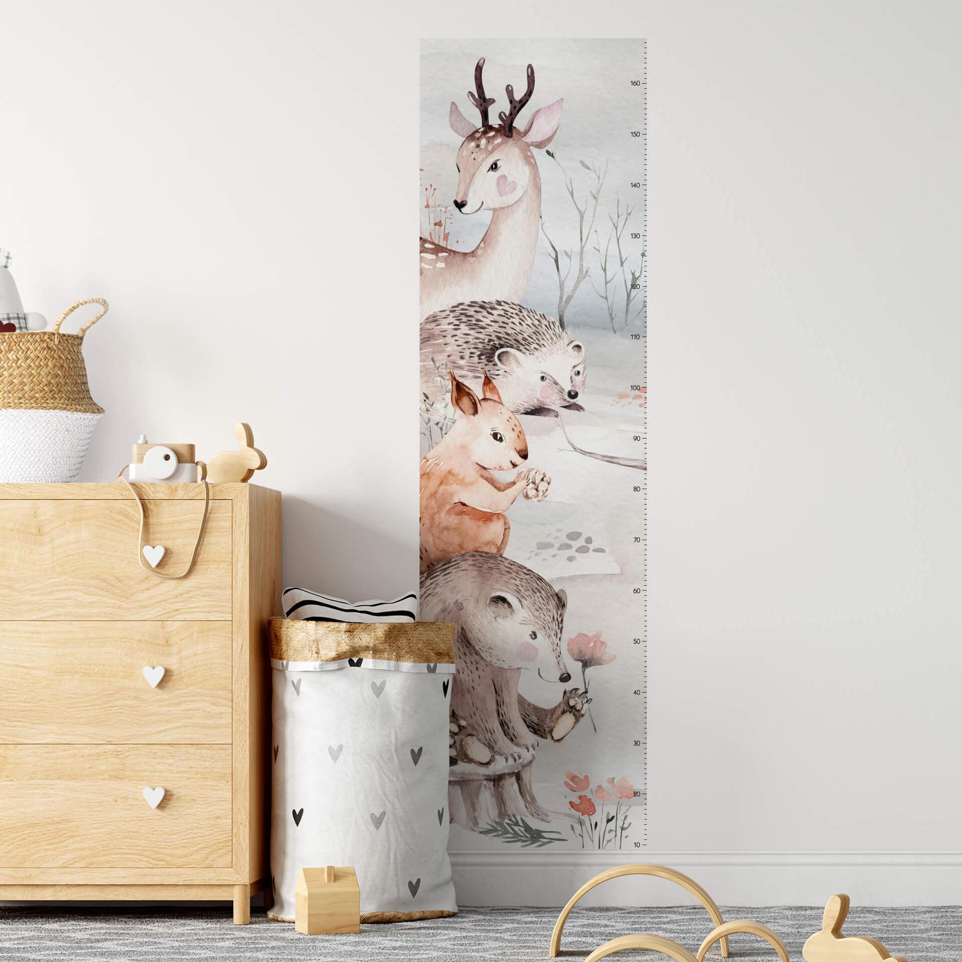 Sticker mural toise - Kvilis - Amis des animaux dans la forêt - 45x160 cm