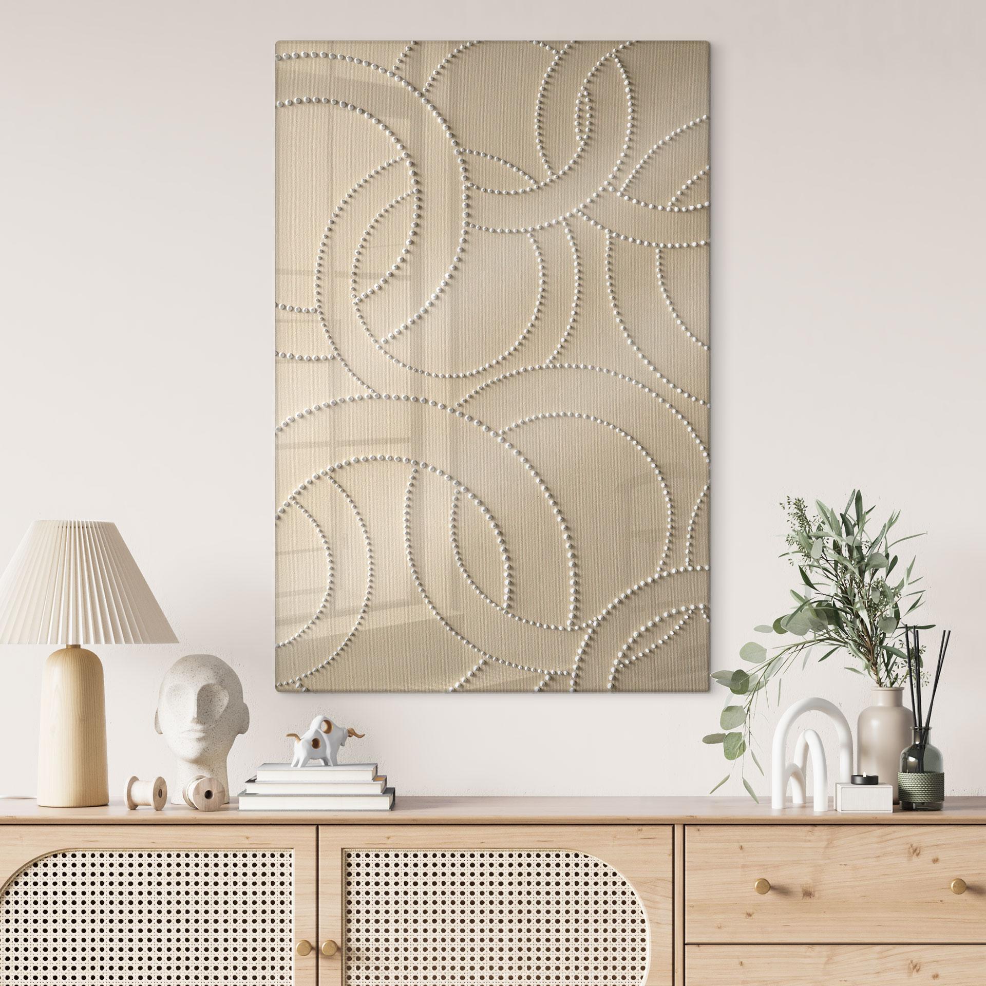 Glasbillede - Abstrakte ringe beige - Grande