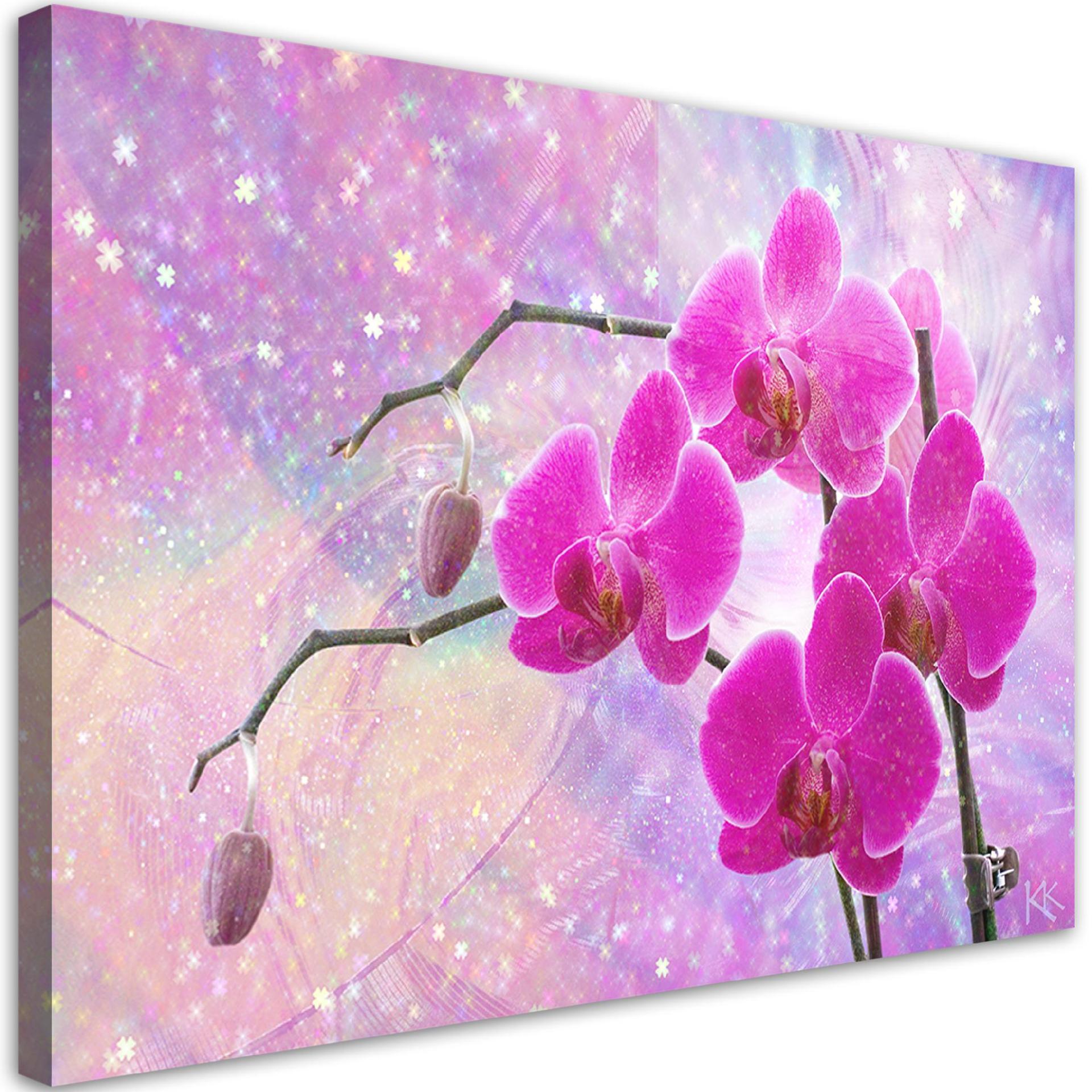 Canvasbillede, Abstrakte lyserøde orkidéblomster
