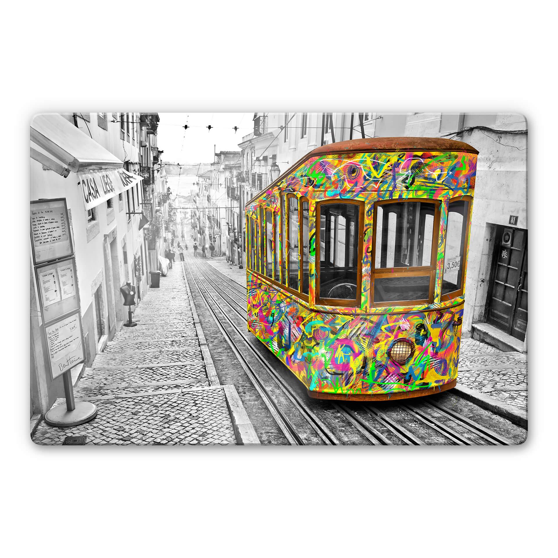 Glasschilderij Ben Heine - Tram in Lissabon