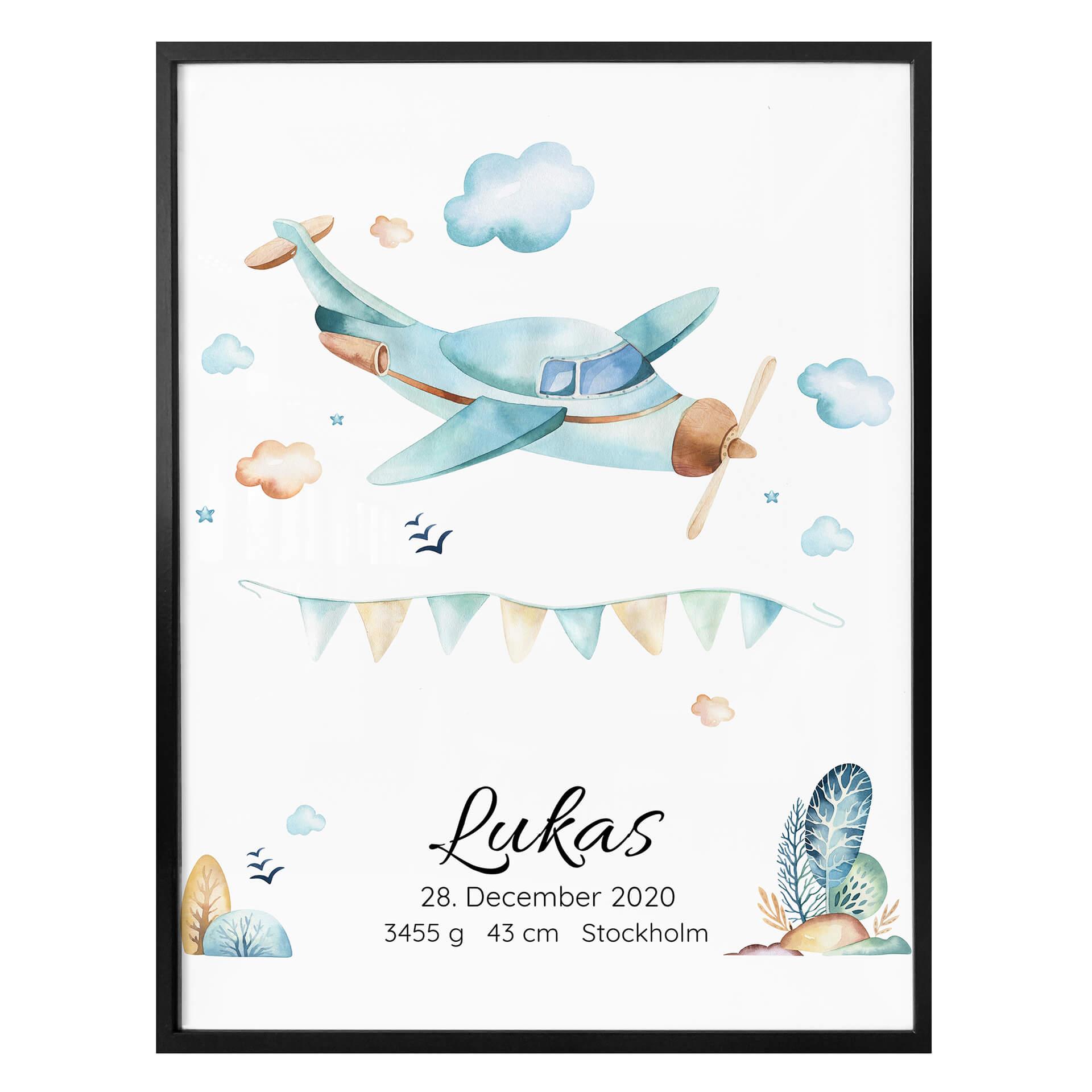 Poster Kvilis - Avion + Texte à personnaliser