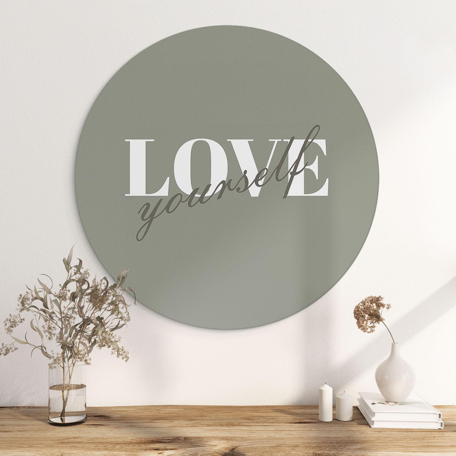 Dibond vægdekoration Love yourself – print på aluminium (Alu-Dibond)