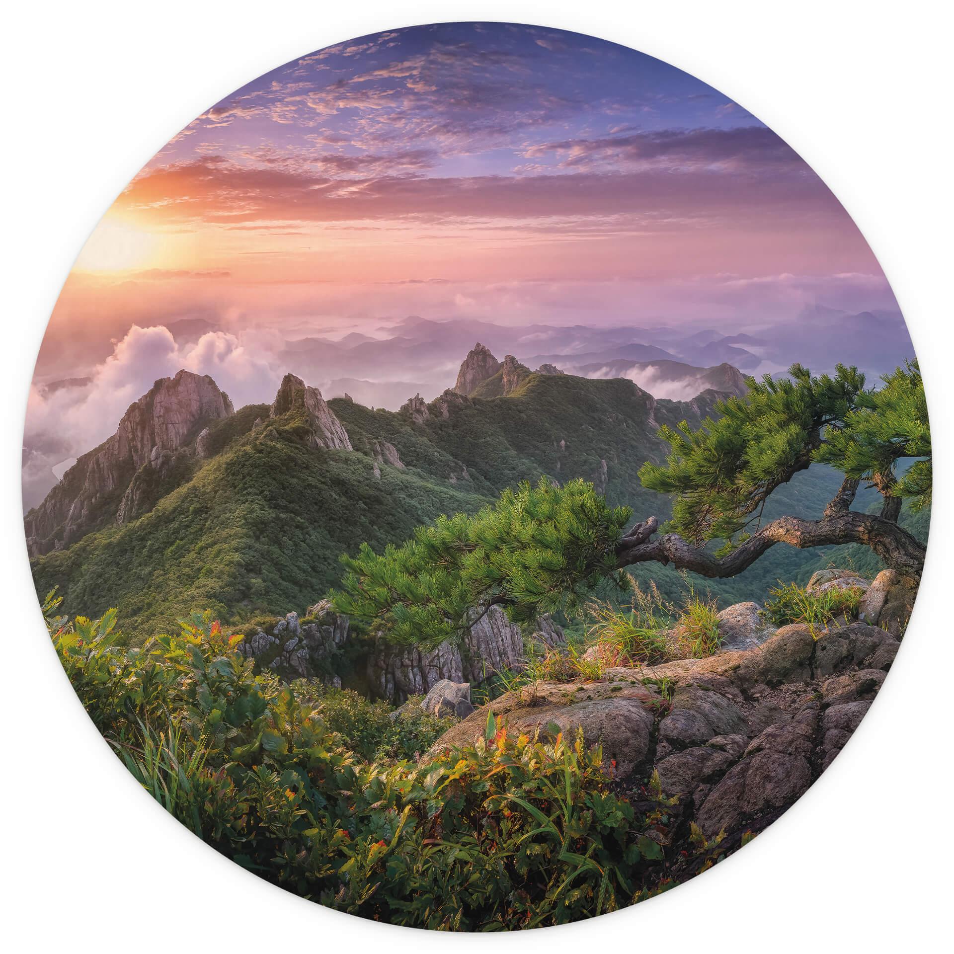 Fotobehang Seo - Groen berglandschap - Rond - vliesbehang/zelfklevend vliesbehang
