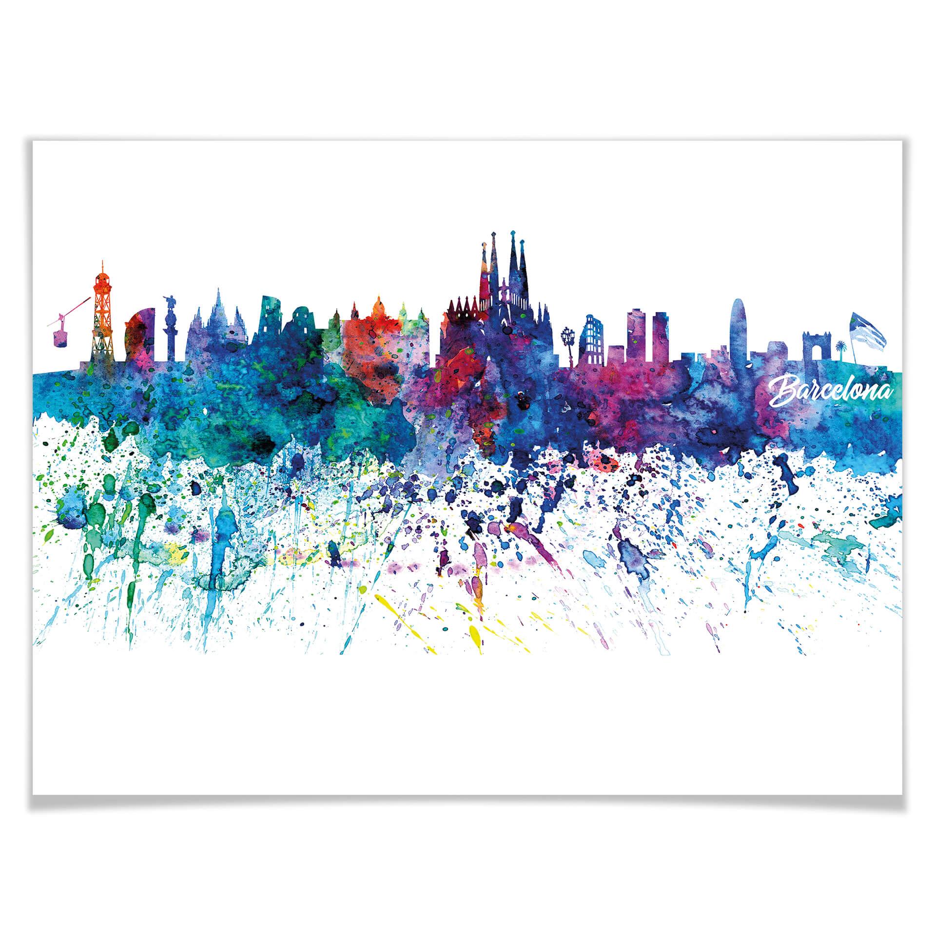 Plakat Bleichner - Akwarela panoramy Barcelony