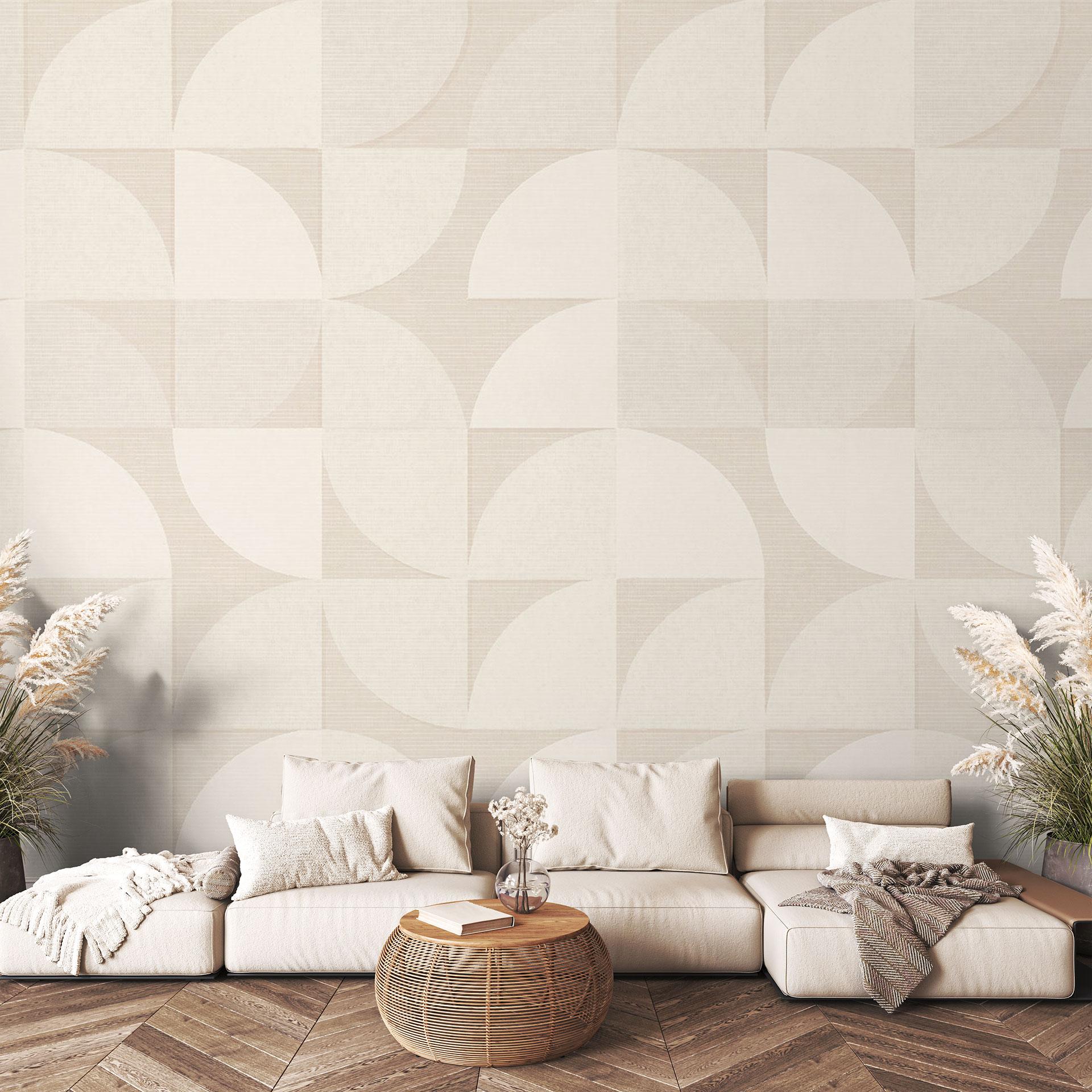 Halvcirkelformet fototapet i retrostil | Geometrisk fototapet - Bloomery Decor