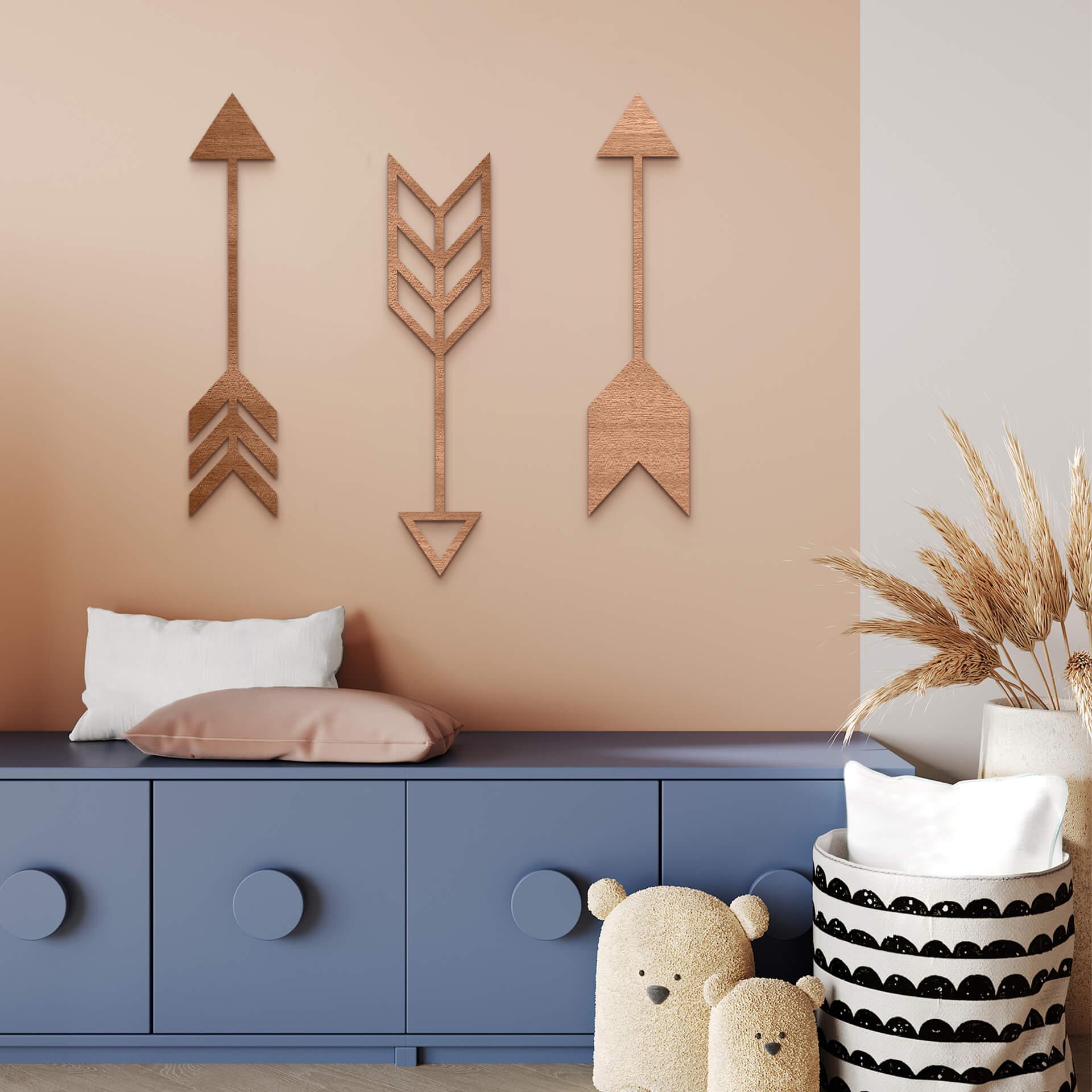 Décoration en bois - Flèches (3 pièces) - Placage d'acajou