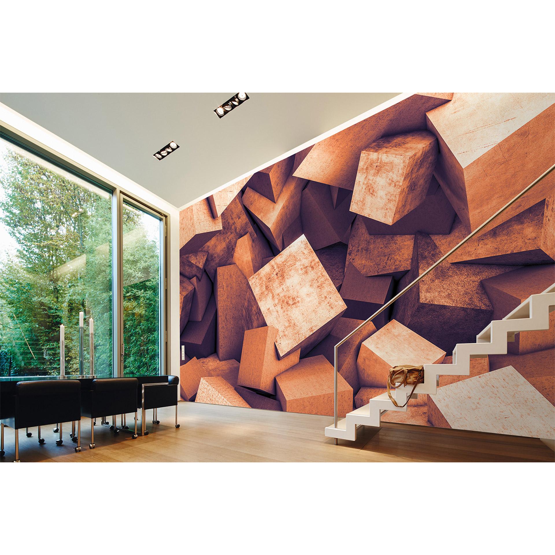 ikke-vævet tapet ConcreteBlocks betonlook fototapet Designwalls i orange