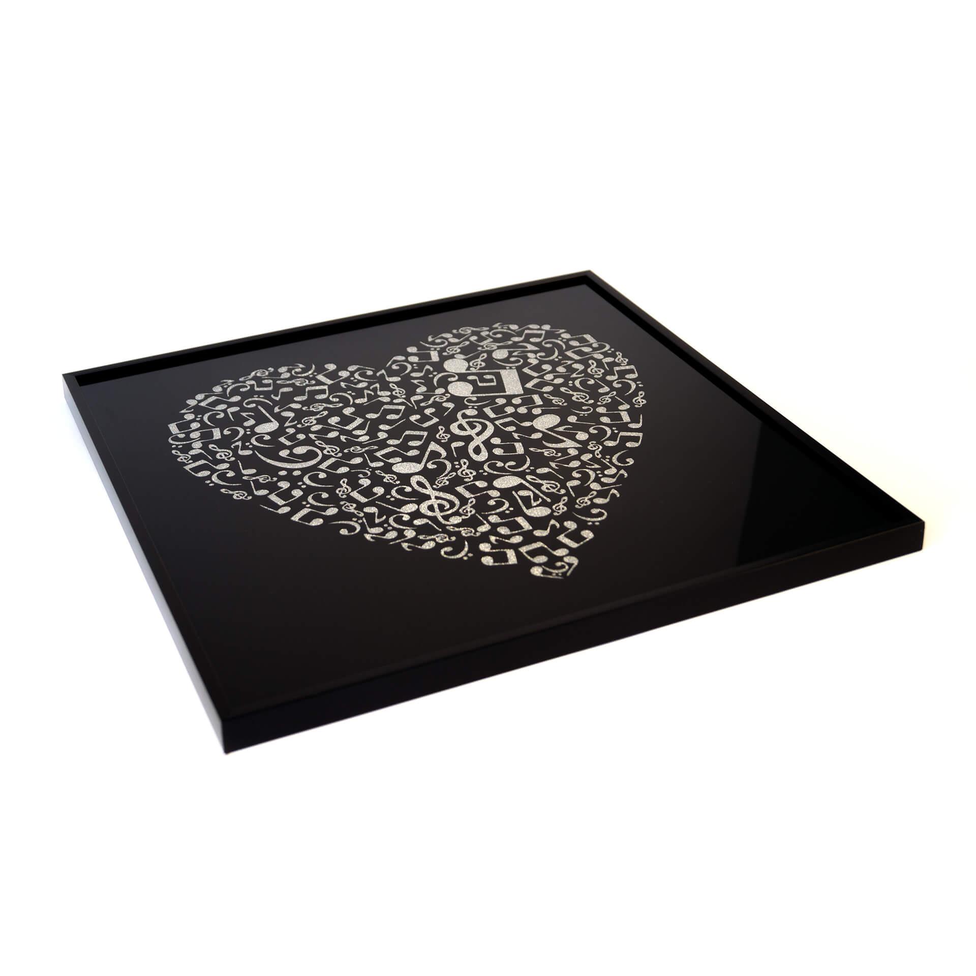 Wandbild Herz - Silber Glitzer